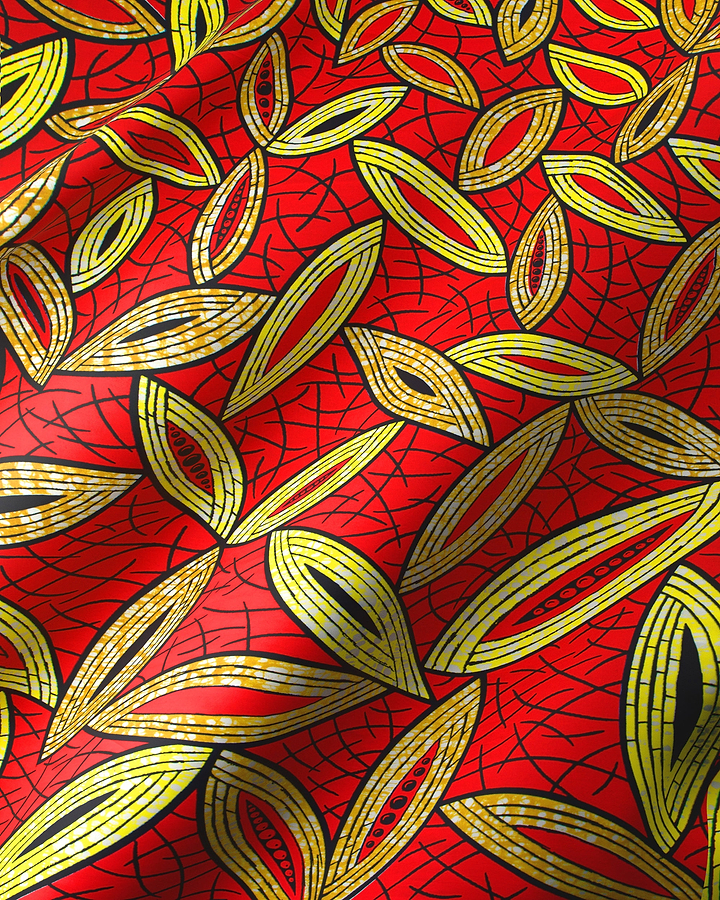 Vibrant red fabric bold yellow super-wax vls1884.010