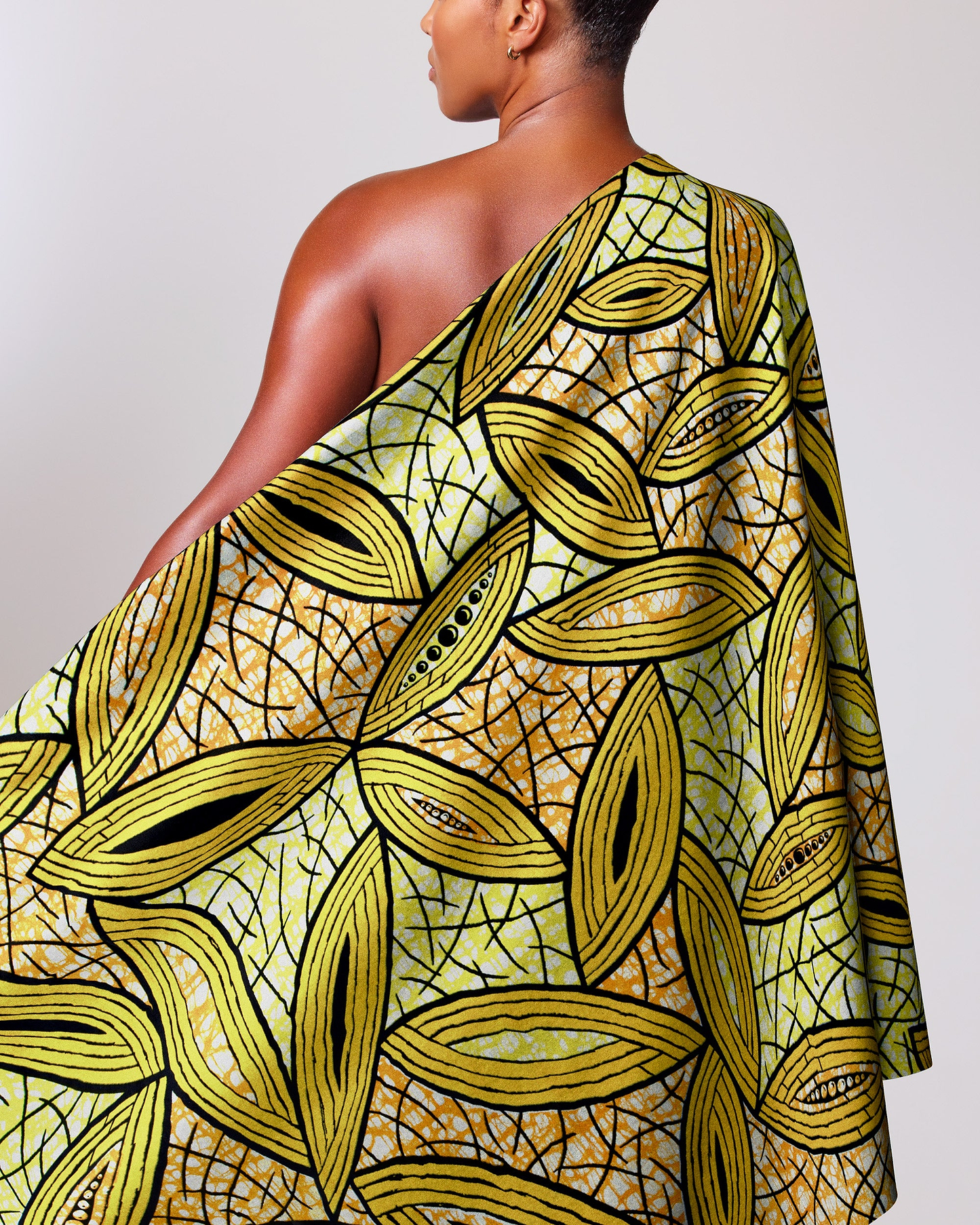Vibrant yellow green one-shoulder wrap super-wax vls1884.011