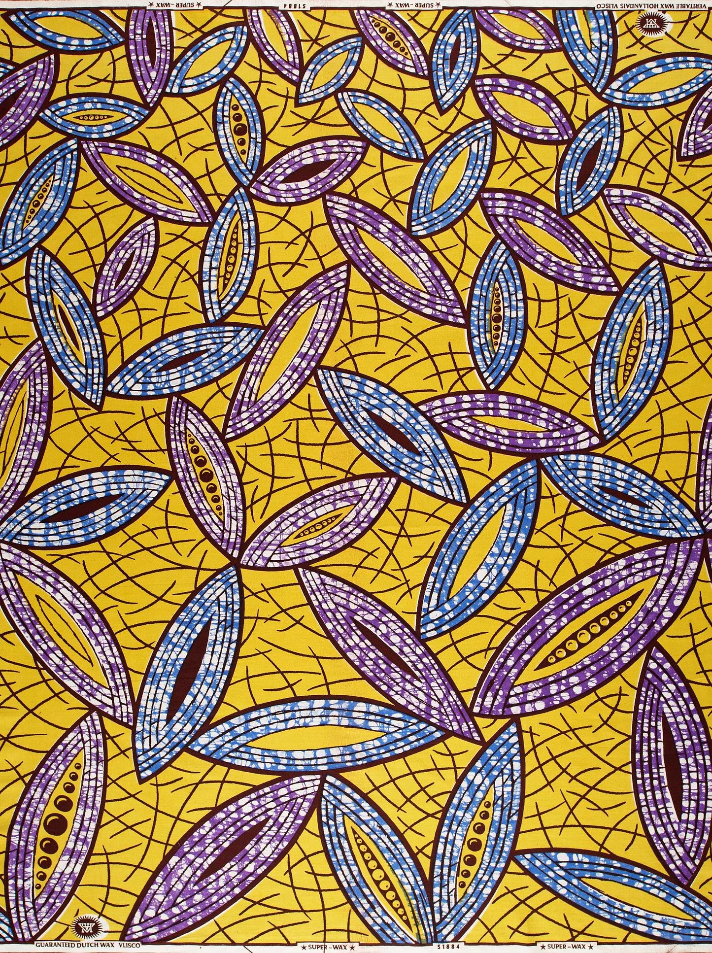 Vibrant yellow african print fabric super-wax vls1884.012