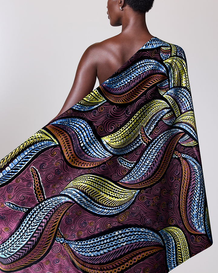 Vibrant one-shoulder wrap dress rich grand super-wax vls1894.006