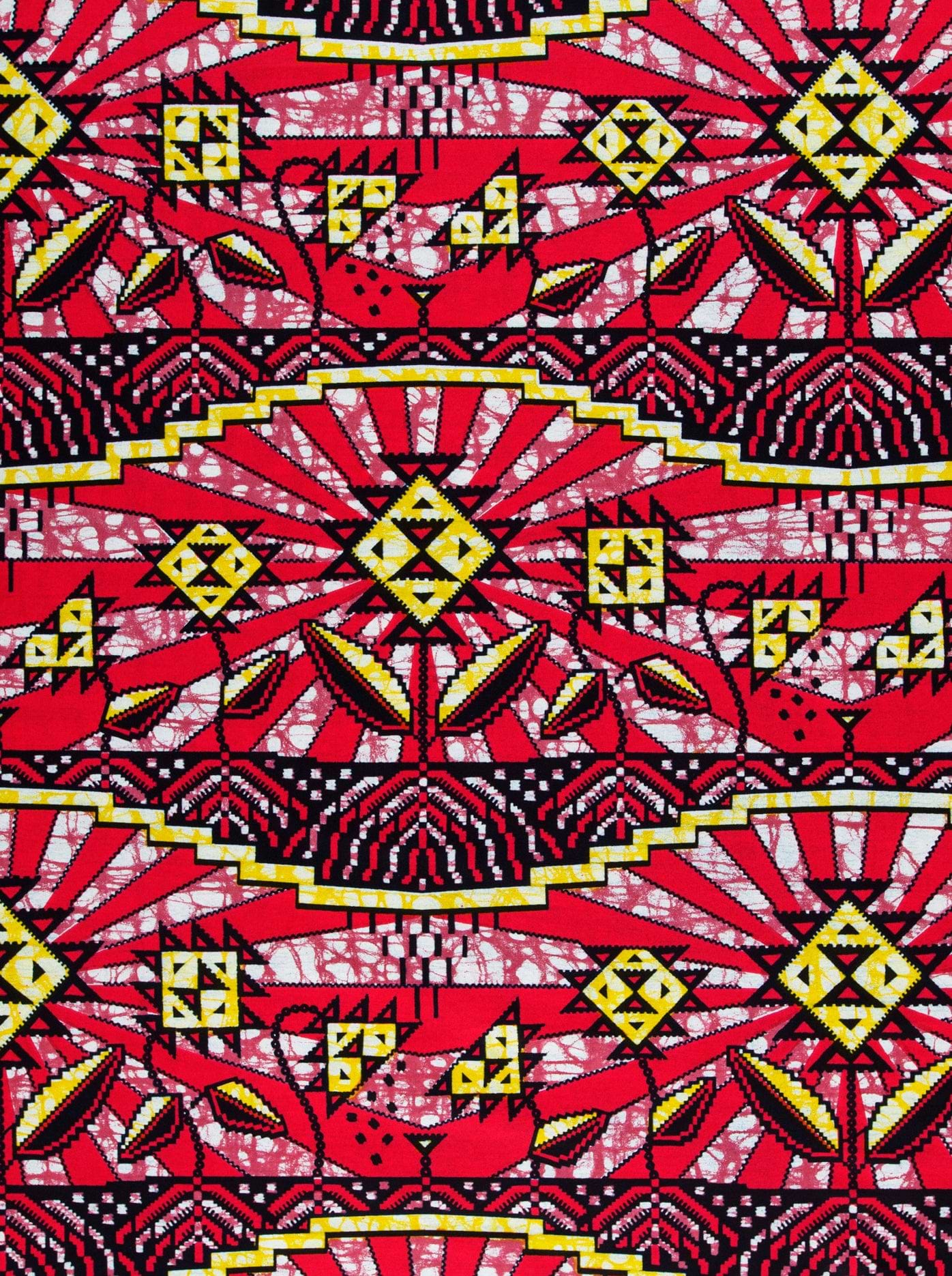 Vibrant red african print fabric super-wax vls2069.002