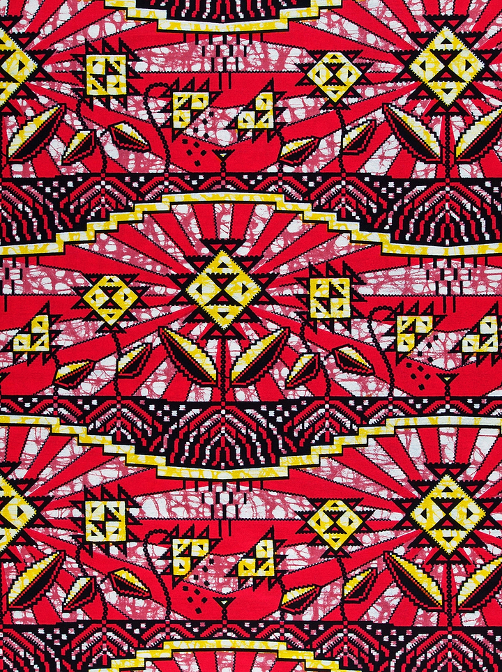 Vibrant red african print fabric super-wax vls2069.002