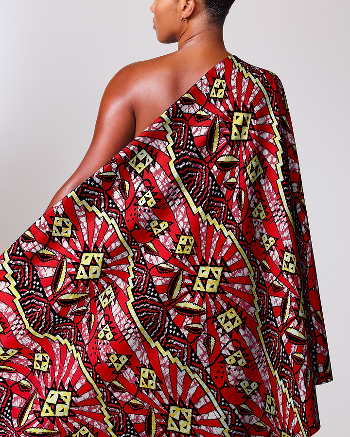 Vibrant red black yellow geometric-patterned super-wax vls2069.002