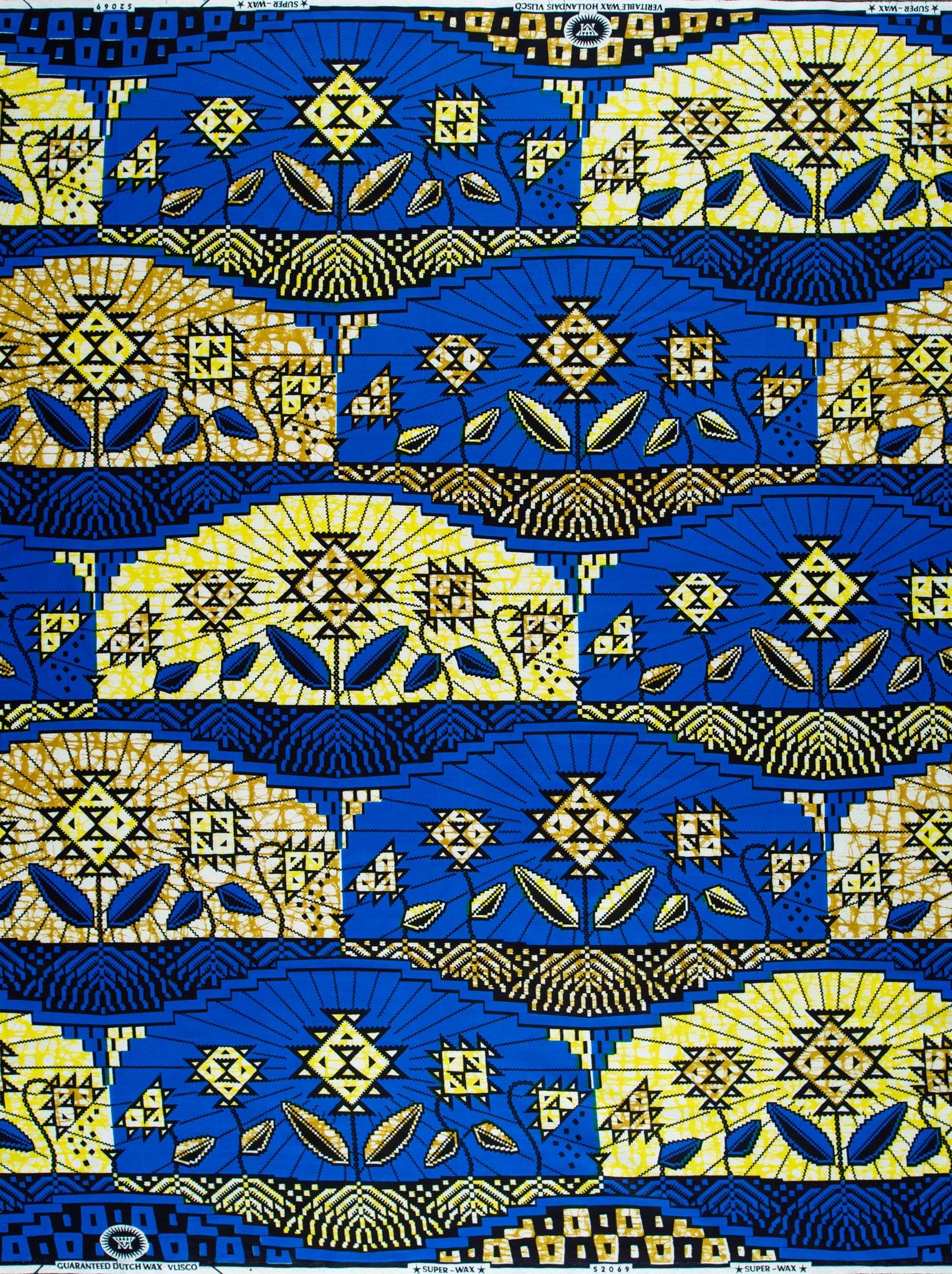 Vibrant blue yellow african print super-wax vls2069.003