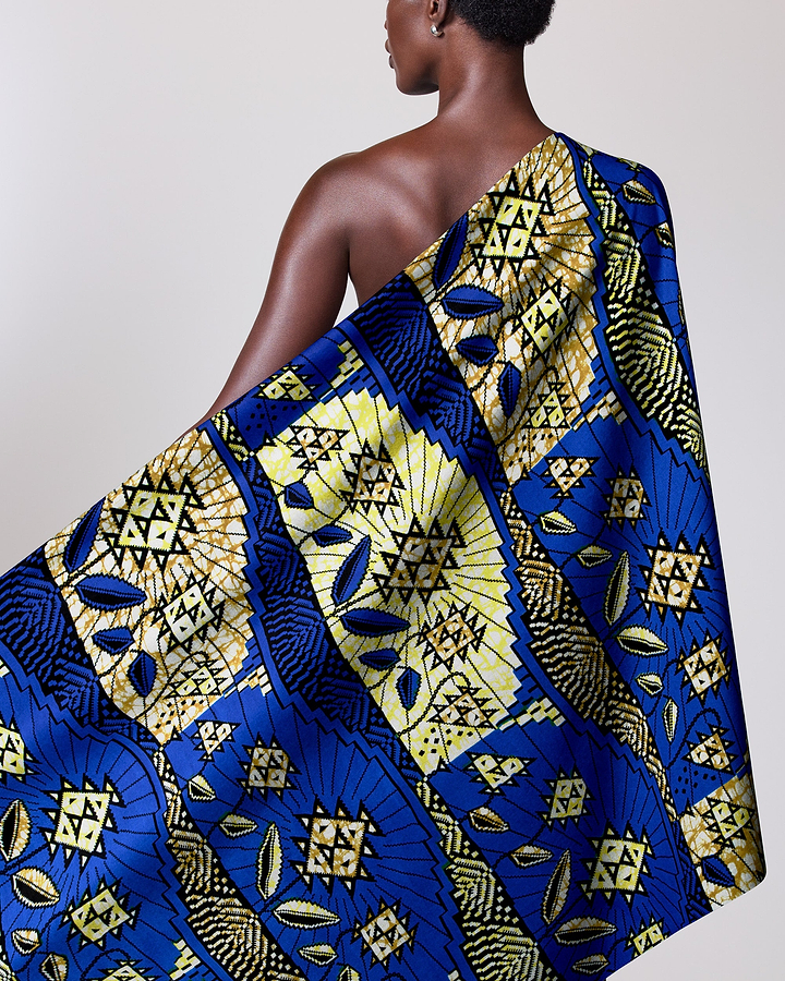 Vibrant blue gold african print super-wax vls2069.003