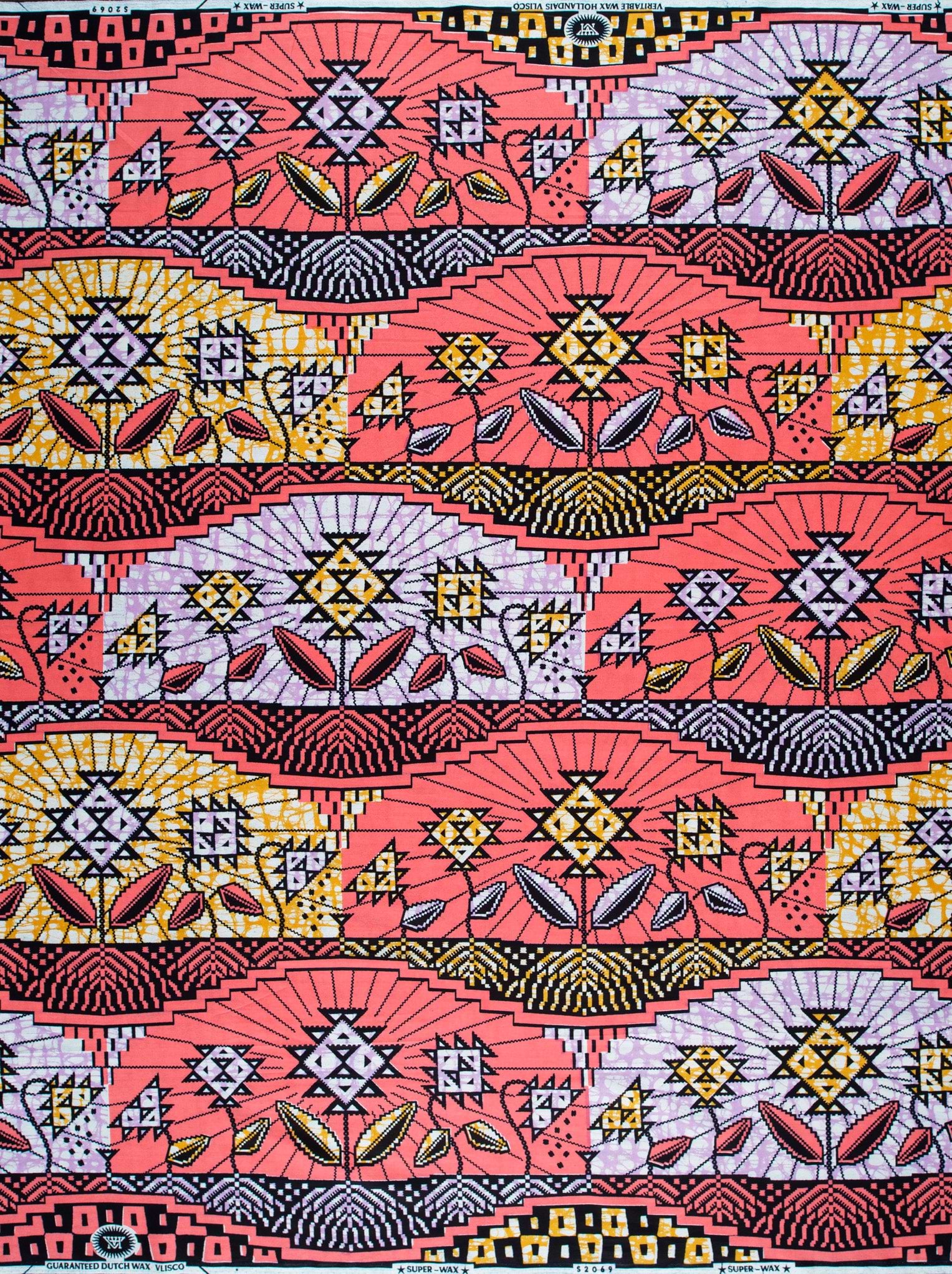 Vibrant geometric-patterned fabric bold red super-wax vls2069.004