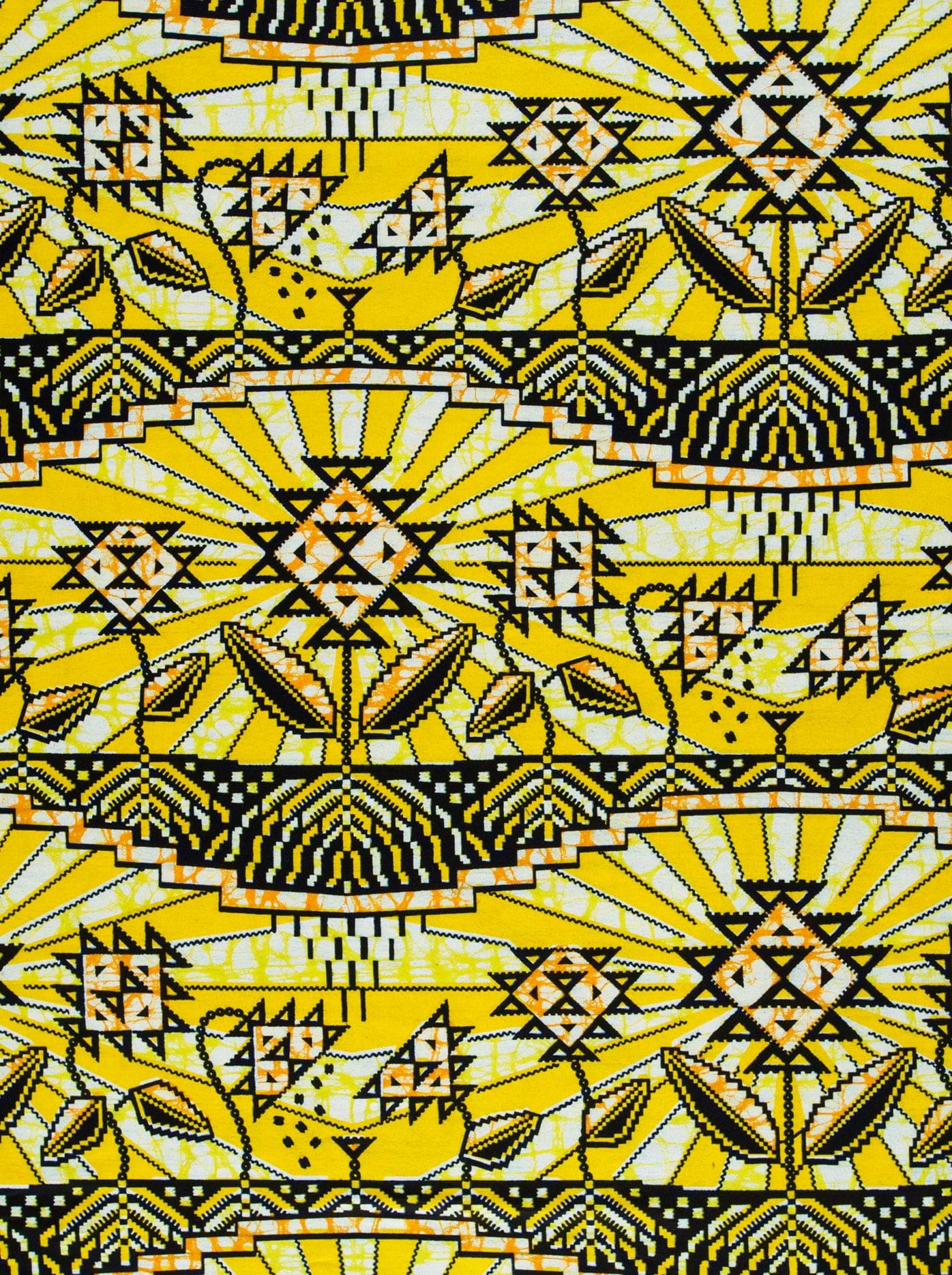 Vibrant yellow fabric bold black super-wax vls2069.007