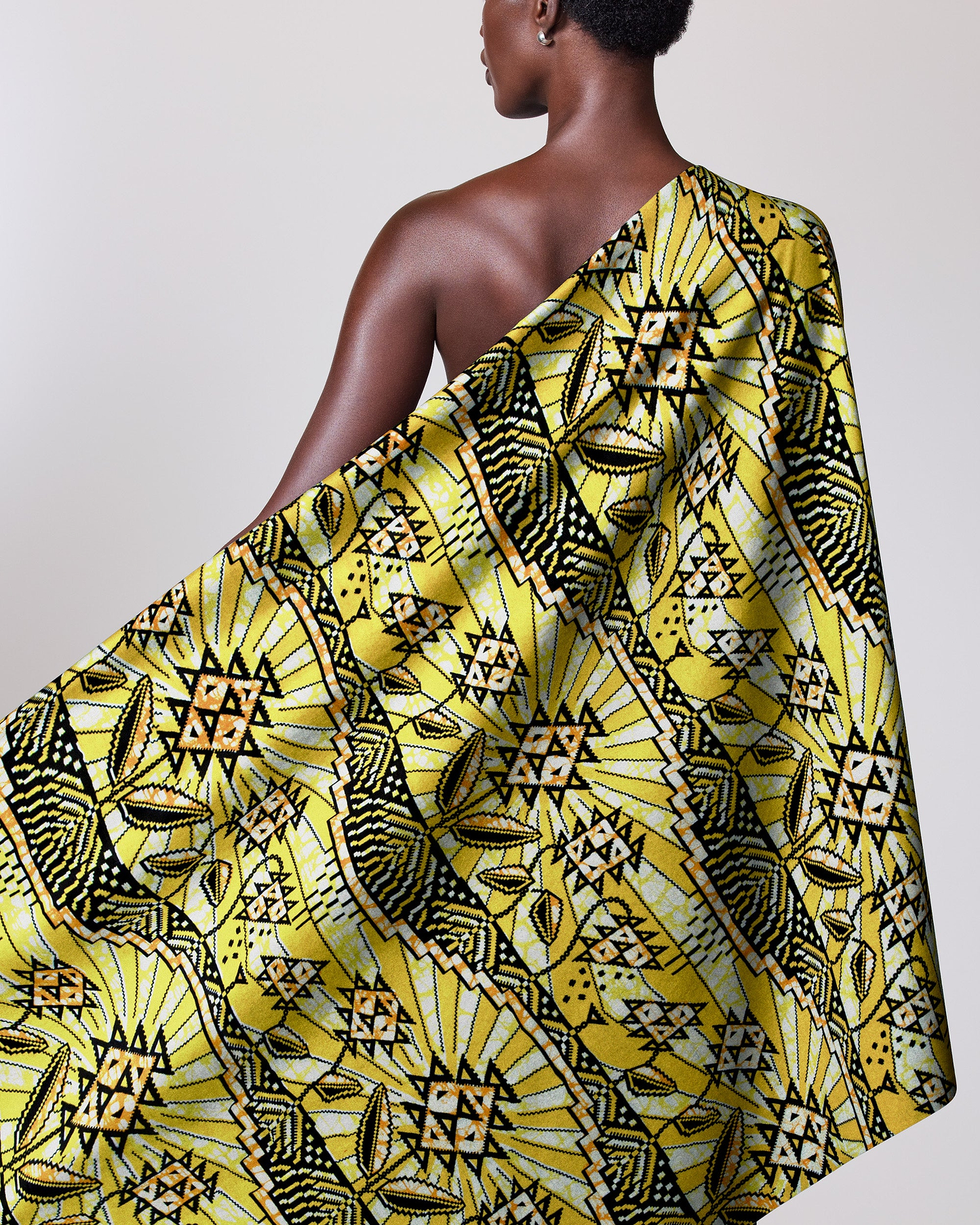 Vibrant yellow african print fabric super-wax vls2069.007