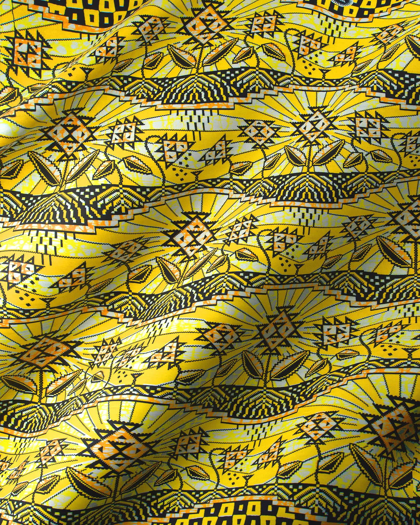Vibrant yellow fabric bold black super-wax vls2069.007