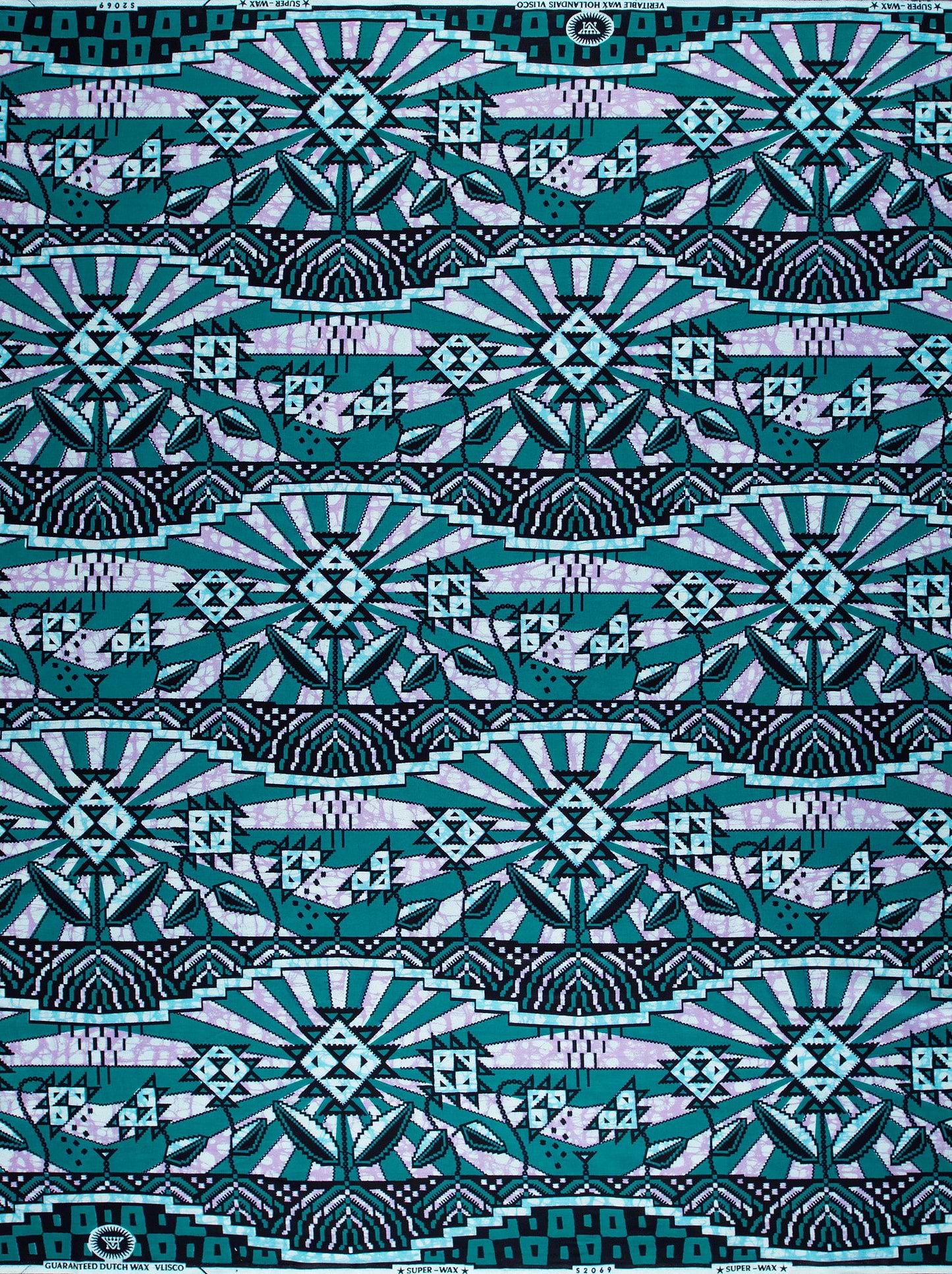 Teal black geometric-patterned fabric stylized super-wax vls2069.010