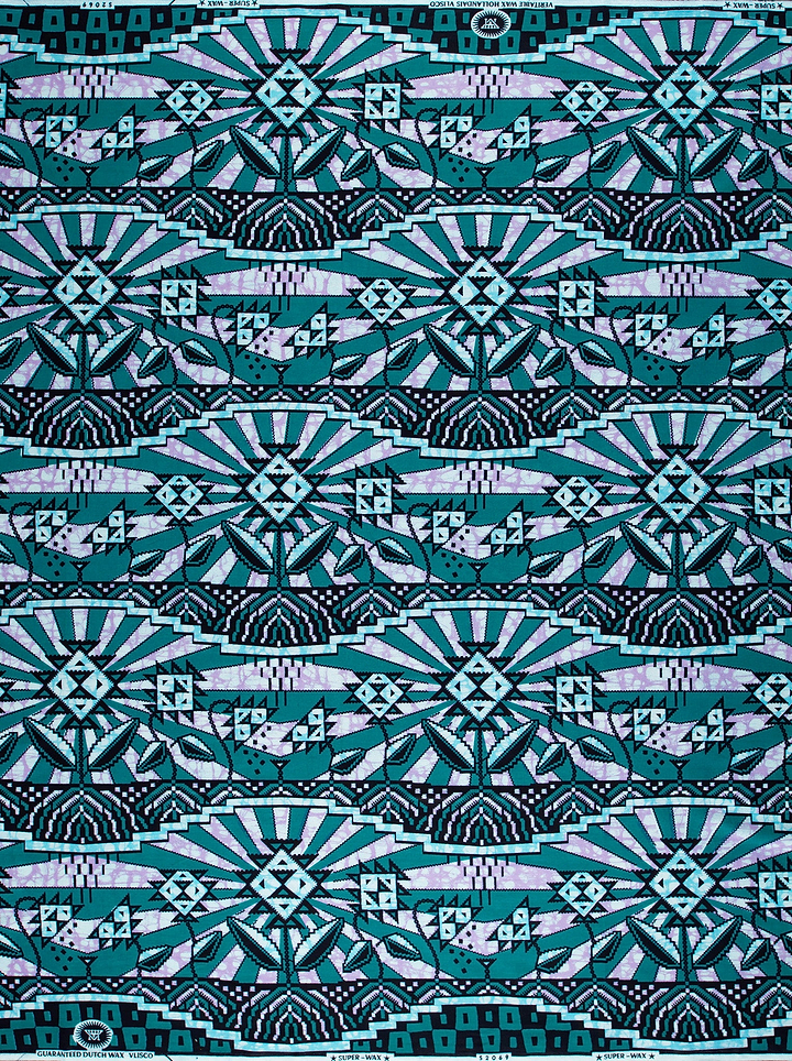 Teal black geometric-patterned fabric stylized super-wax vls2069.010