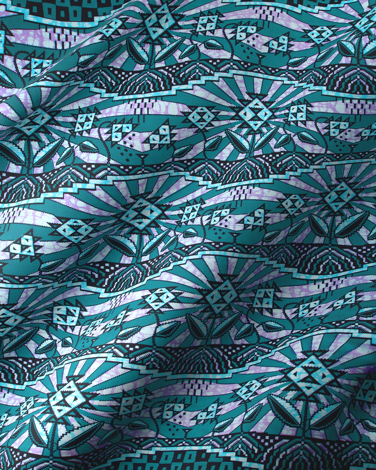 Teal purple geometric-patterned fabric tribal-inspired super-wax vls2069.010