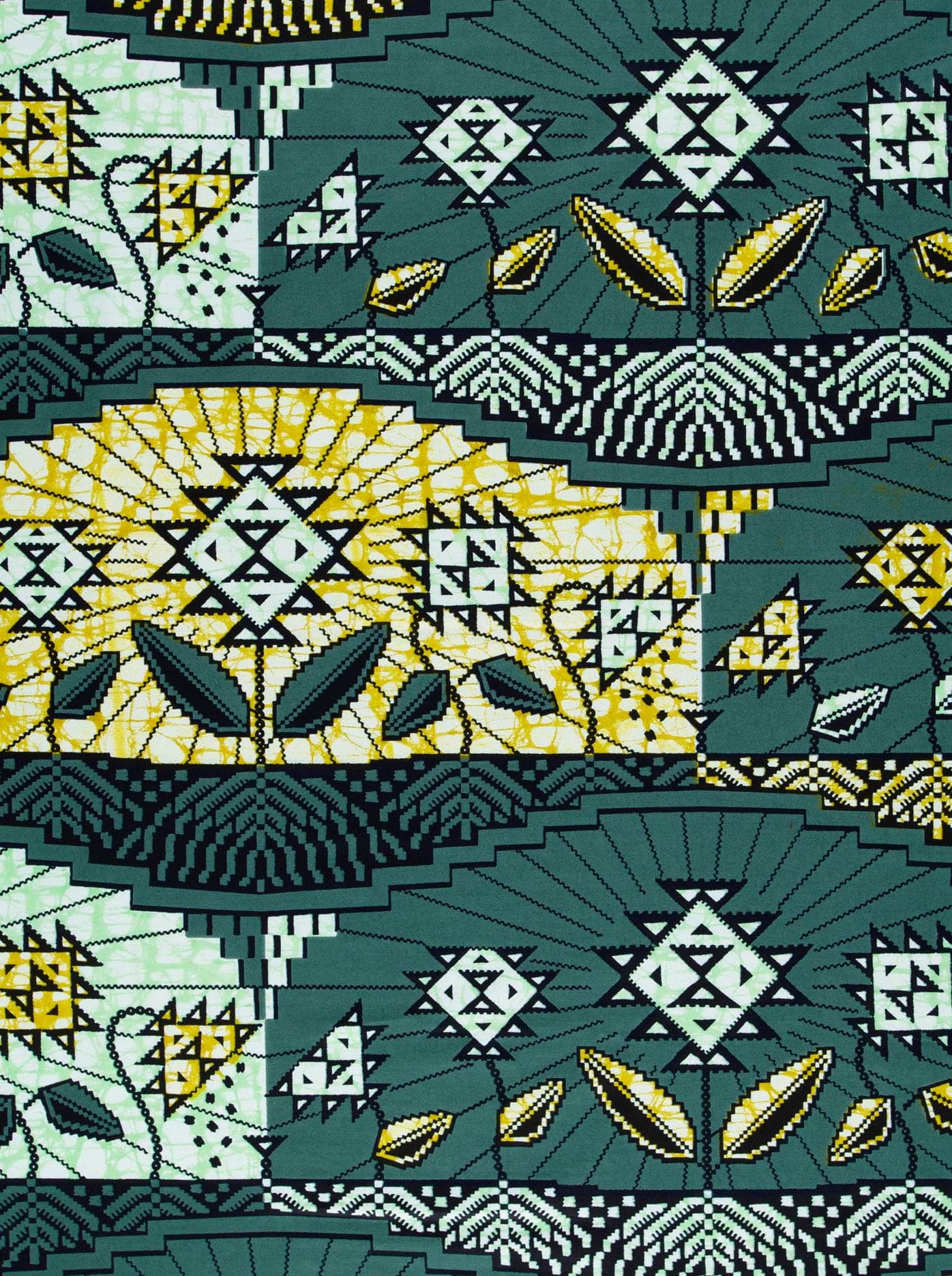 Teal yellow geometric-patterned fabric stylized super-wax vls2069.012