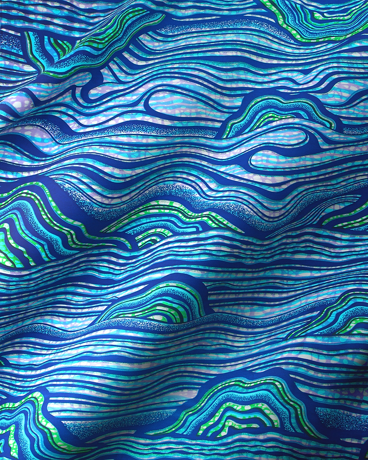 Blue green wavy fabric grand super-wax vls2250.007