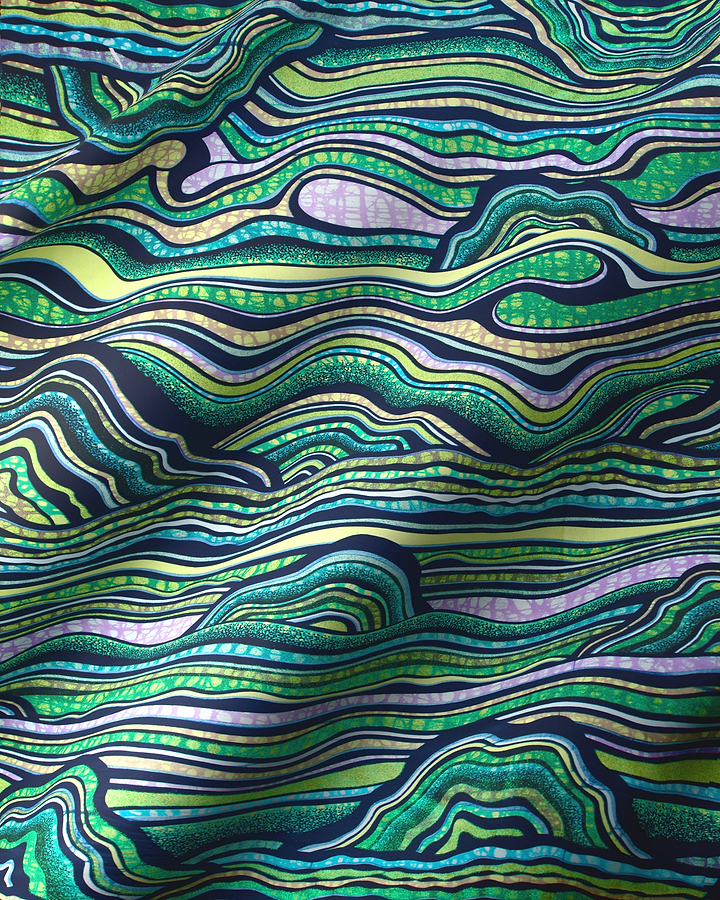 Vibrant green teal wavy patterned grand super-wax vls2250.008