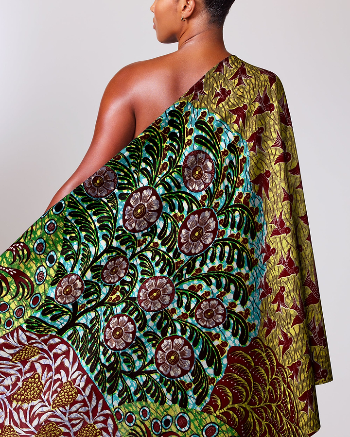 Vibrant one-shoulder african print dress grand super-wax vls2358.002