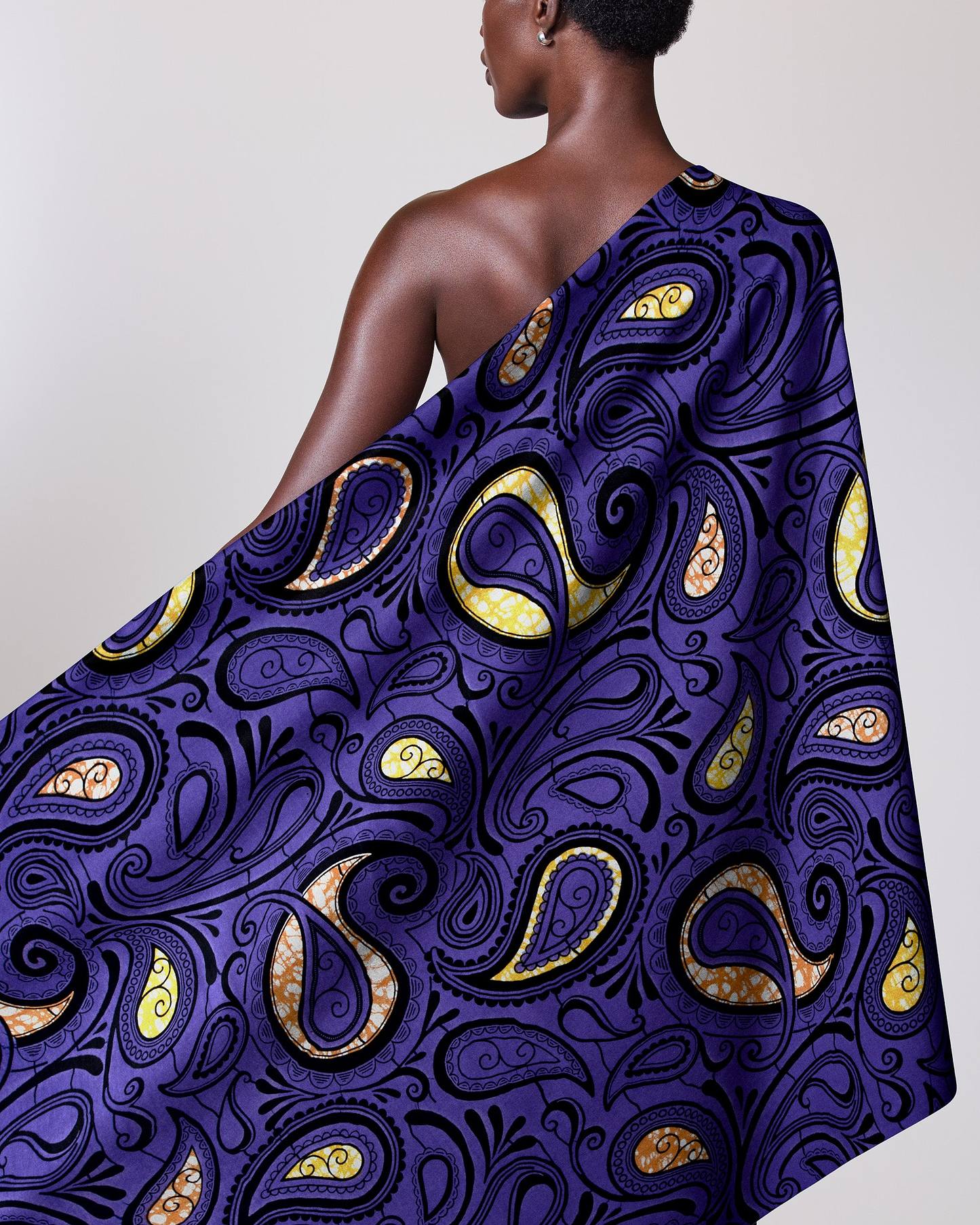 Vibrant purple one-shoulder wrap dress super-wax vls2681.018