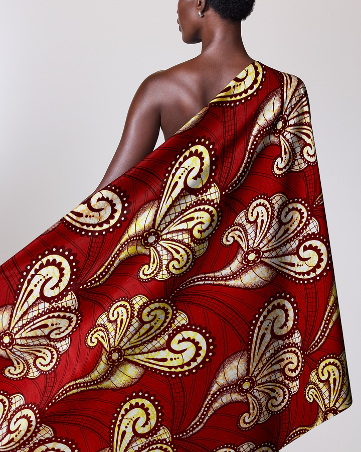Vibrant red african print fabric super-wax vls2746.008