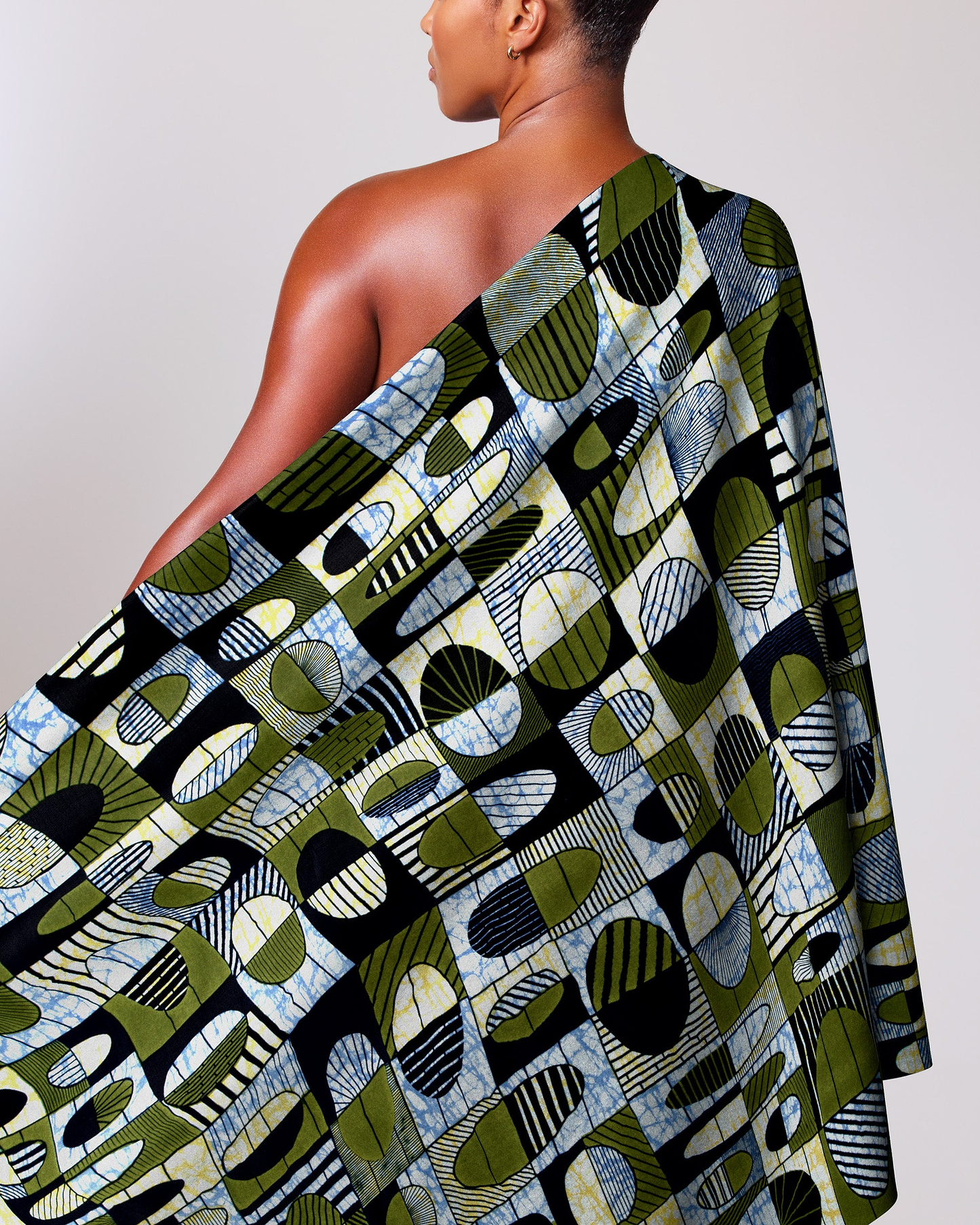 Vibrant green black white geometric-patterned super-wax vls2764.001