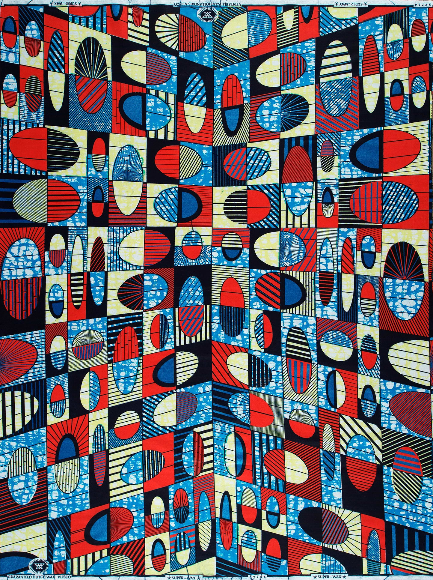 Vibrant geometric-patterned fabric bold red super-wax vls2764.005