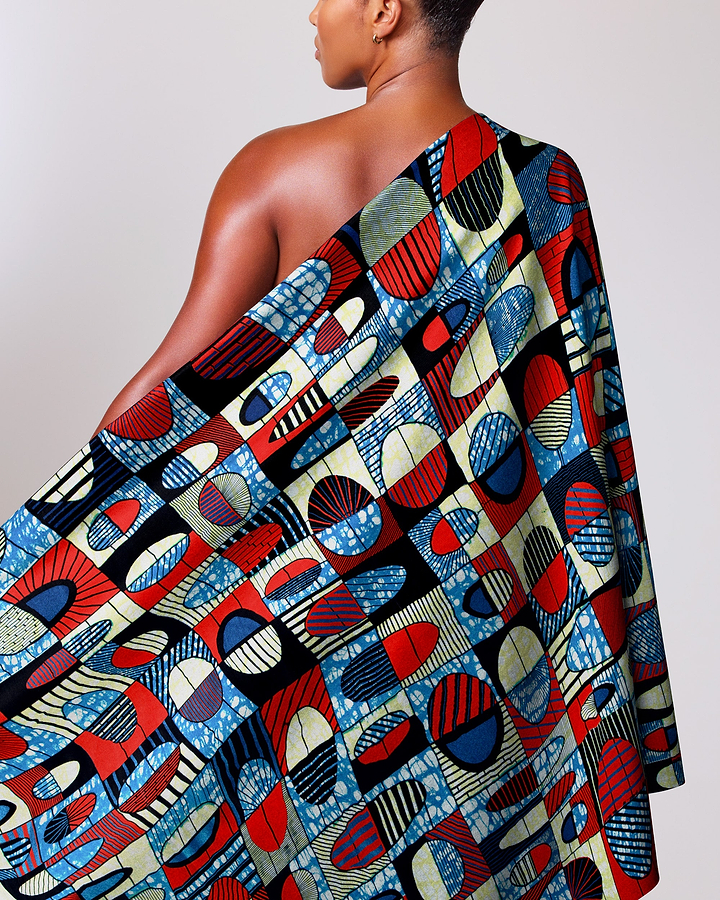 Vibrant one-shoulder wrap dress bold super-wax vls2764.005