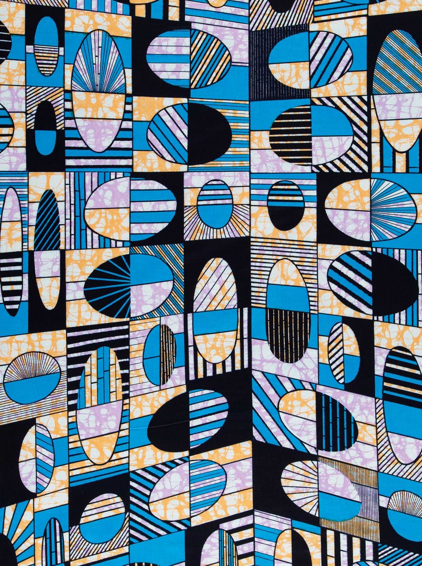 Vibrant geometric-patterned fabric bold blue super-wax vls2764.006