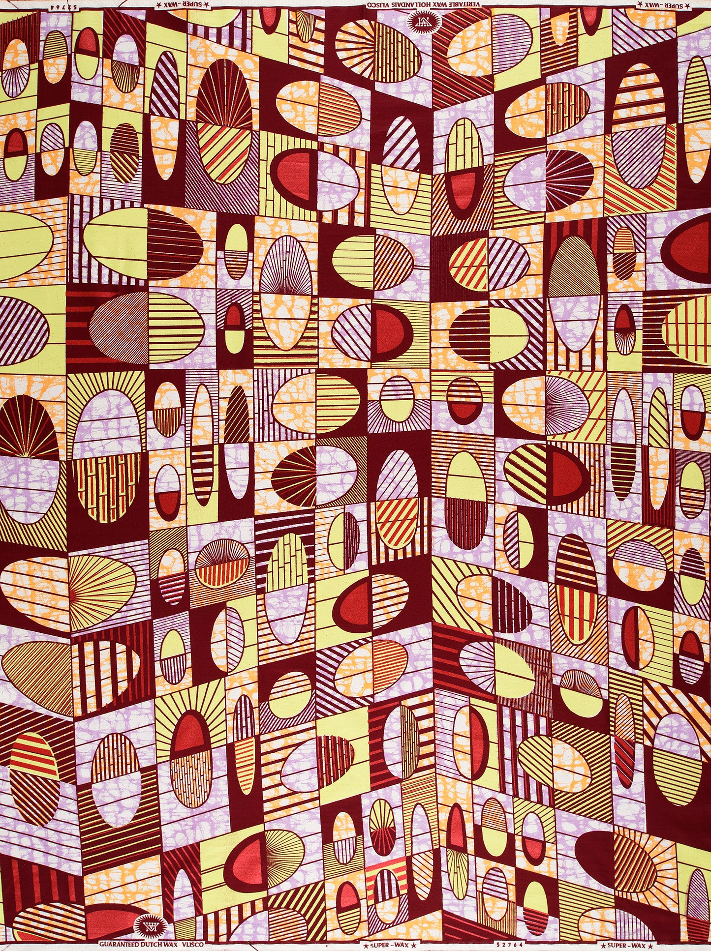 Vibrant geometric-patterned fabric bold maroon super-wax vls2764.007