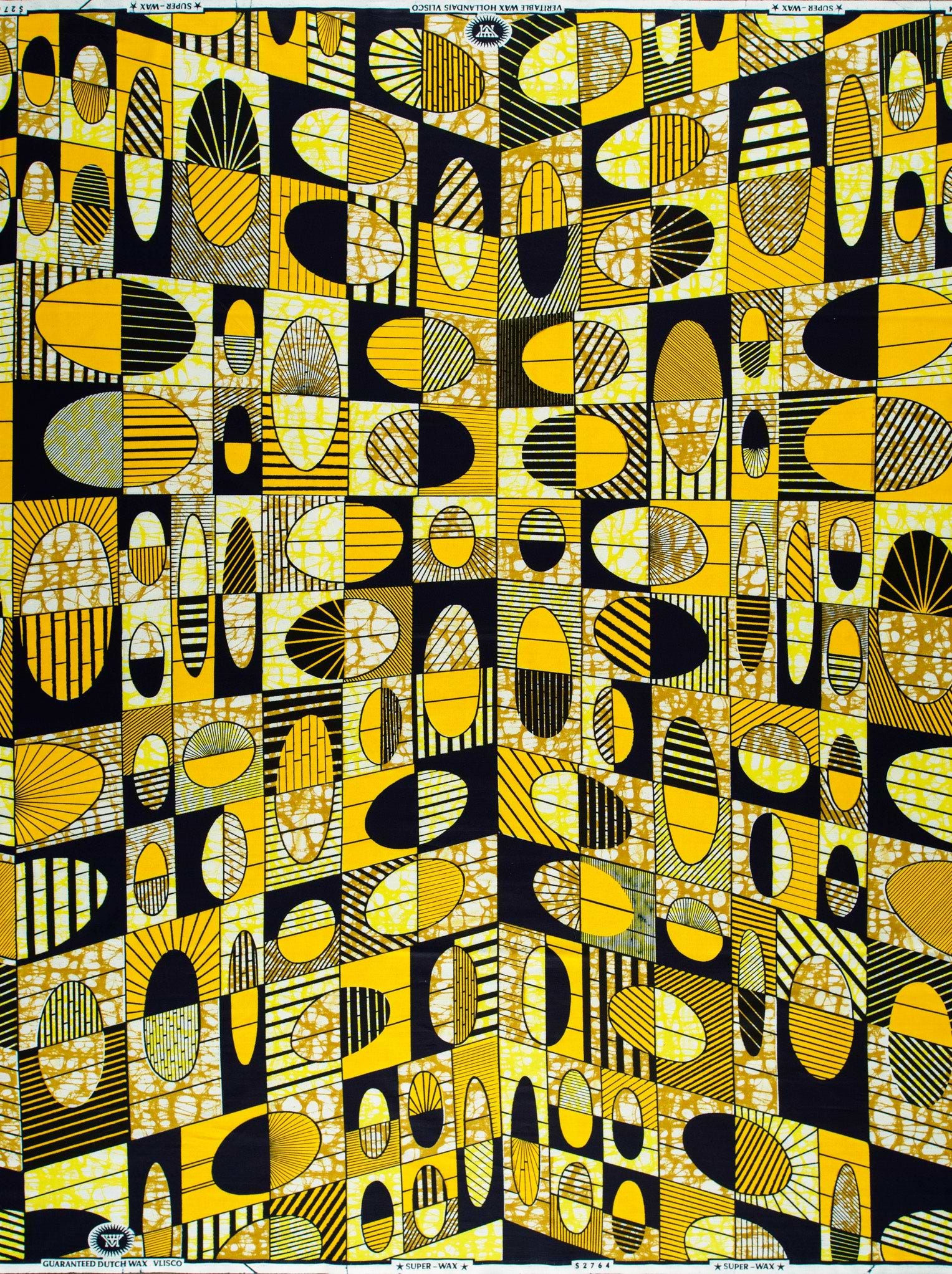 Vibrant yellow black geometric patterned super-wax vls2764.008