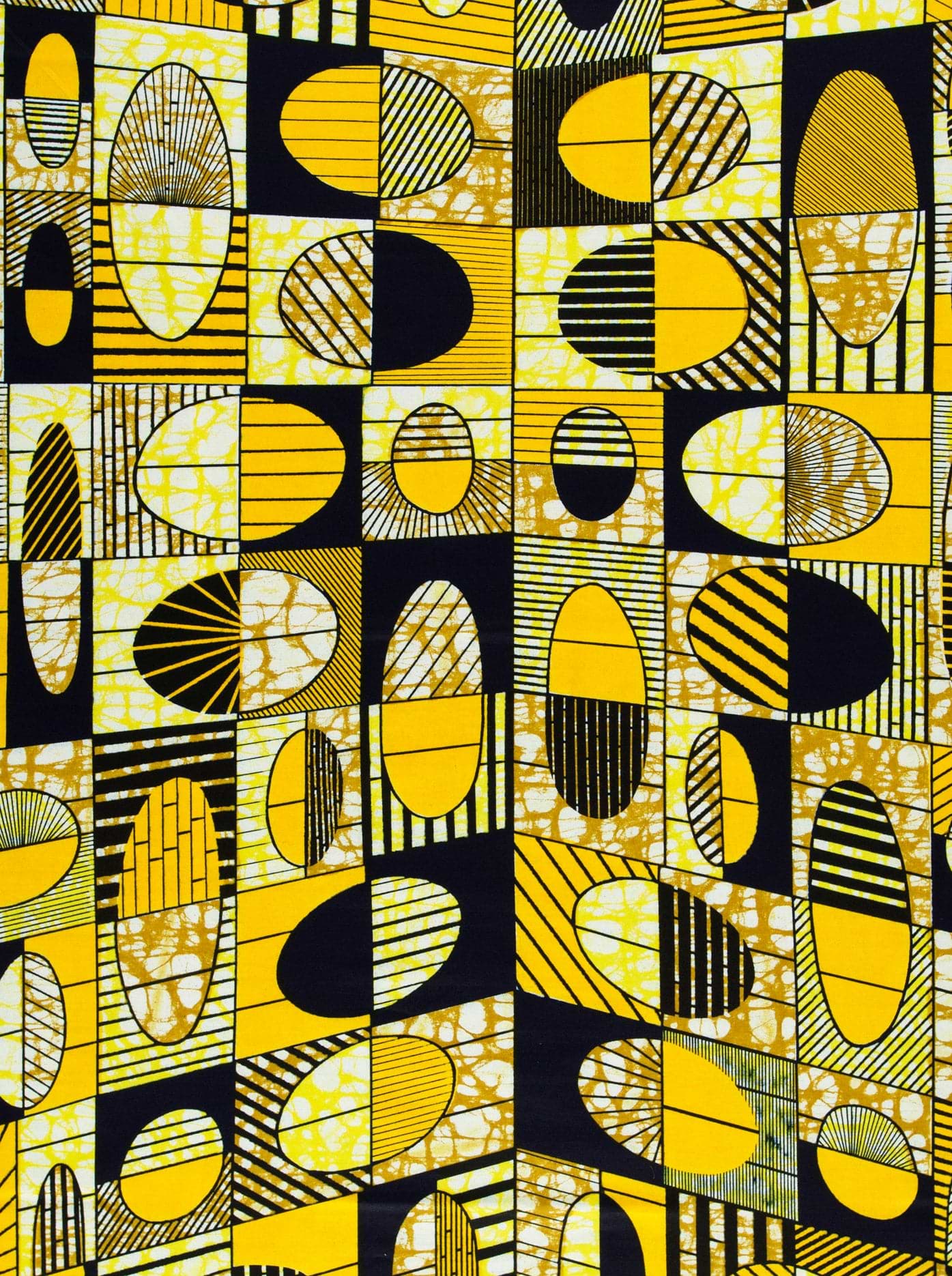 Vibrant yellow black geometric-patterned fabric super-wax vls2764.008