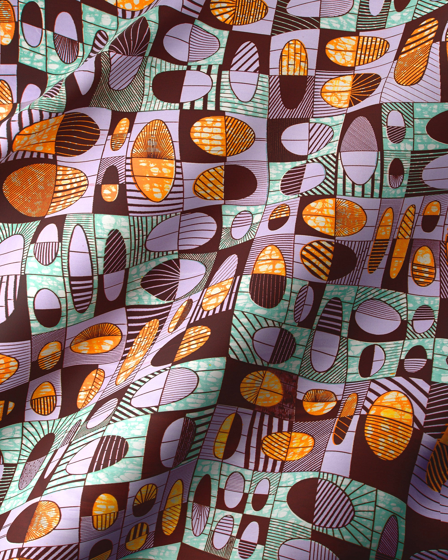 Vibrant geometric-patterned fabric bold orange super-wax vls2764.010