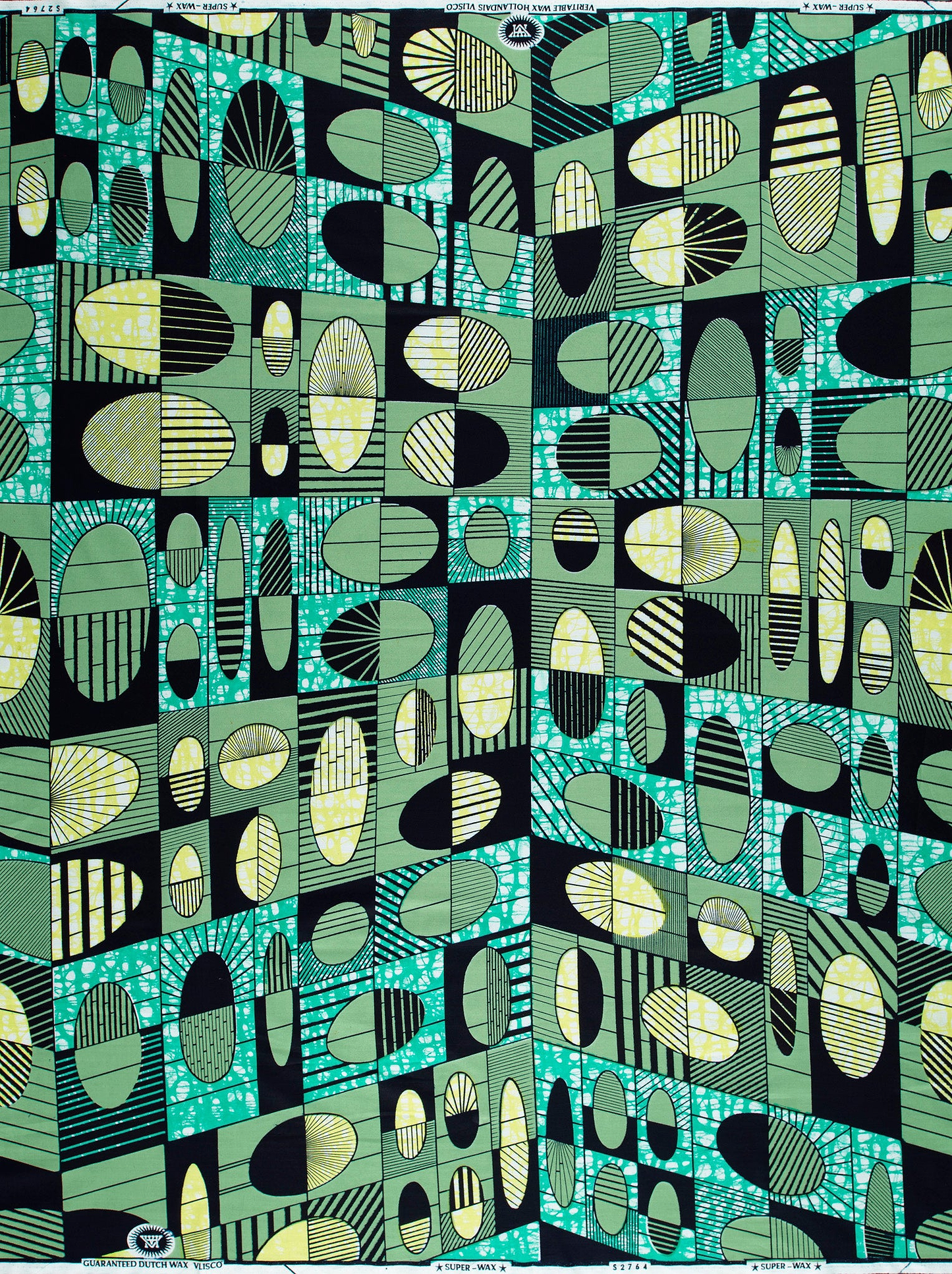 Vibrant green black geometric-patterned fabric super-wax vls2764.011