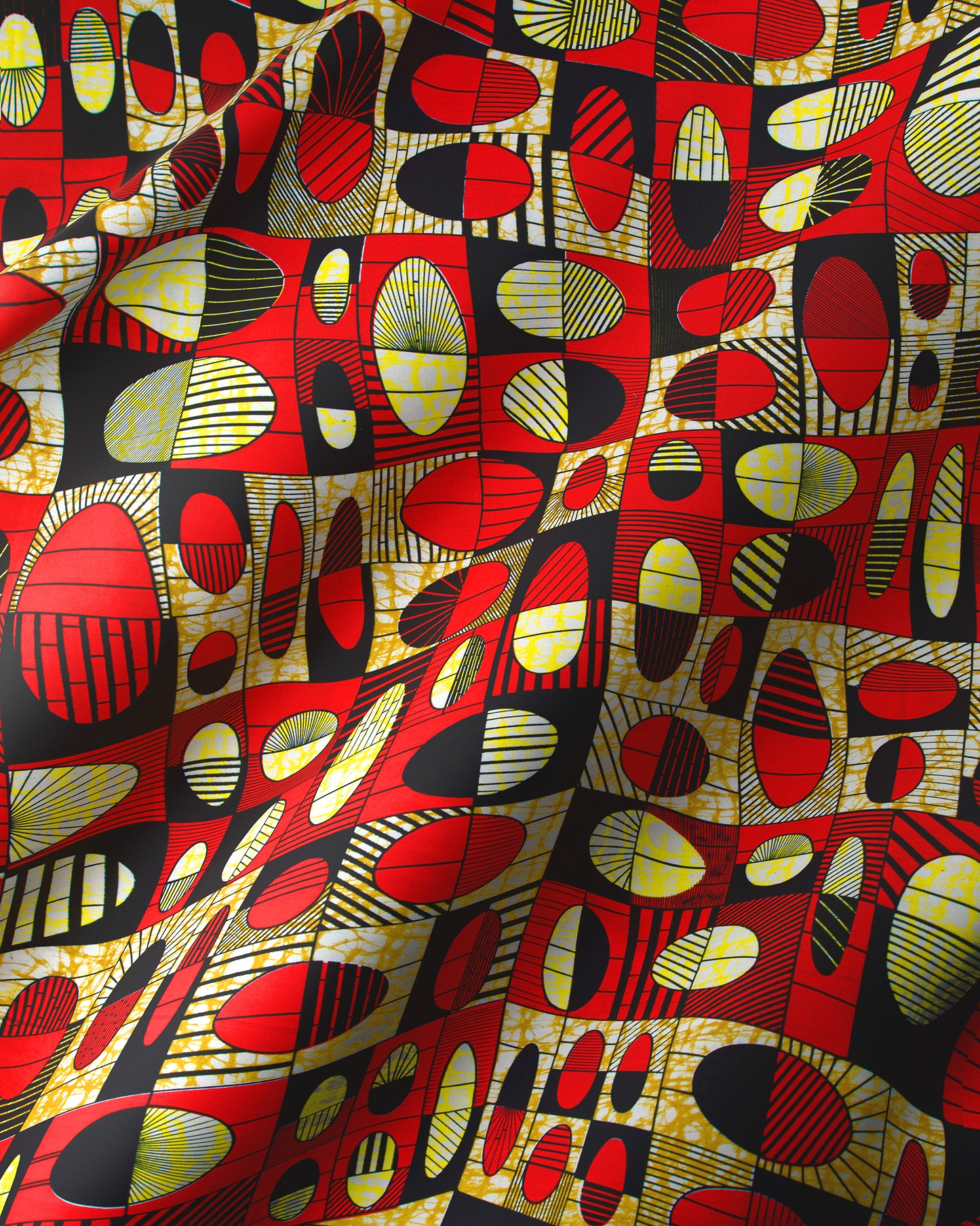 Vibrant red black yellow geometric-patterned super-wax vls2764.012