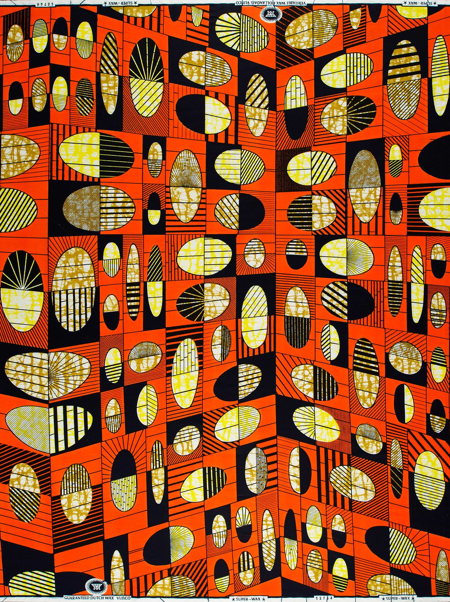 Vibrant orange african print fabric super-wax vls2764.014