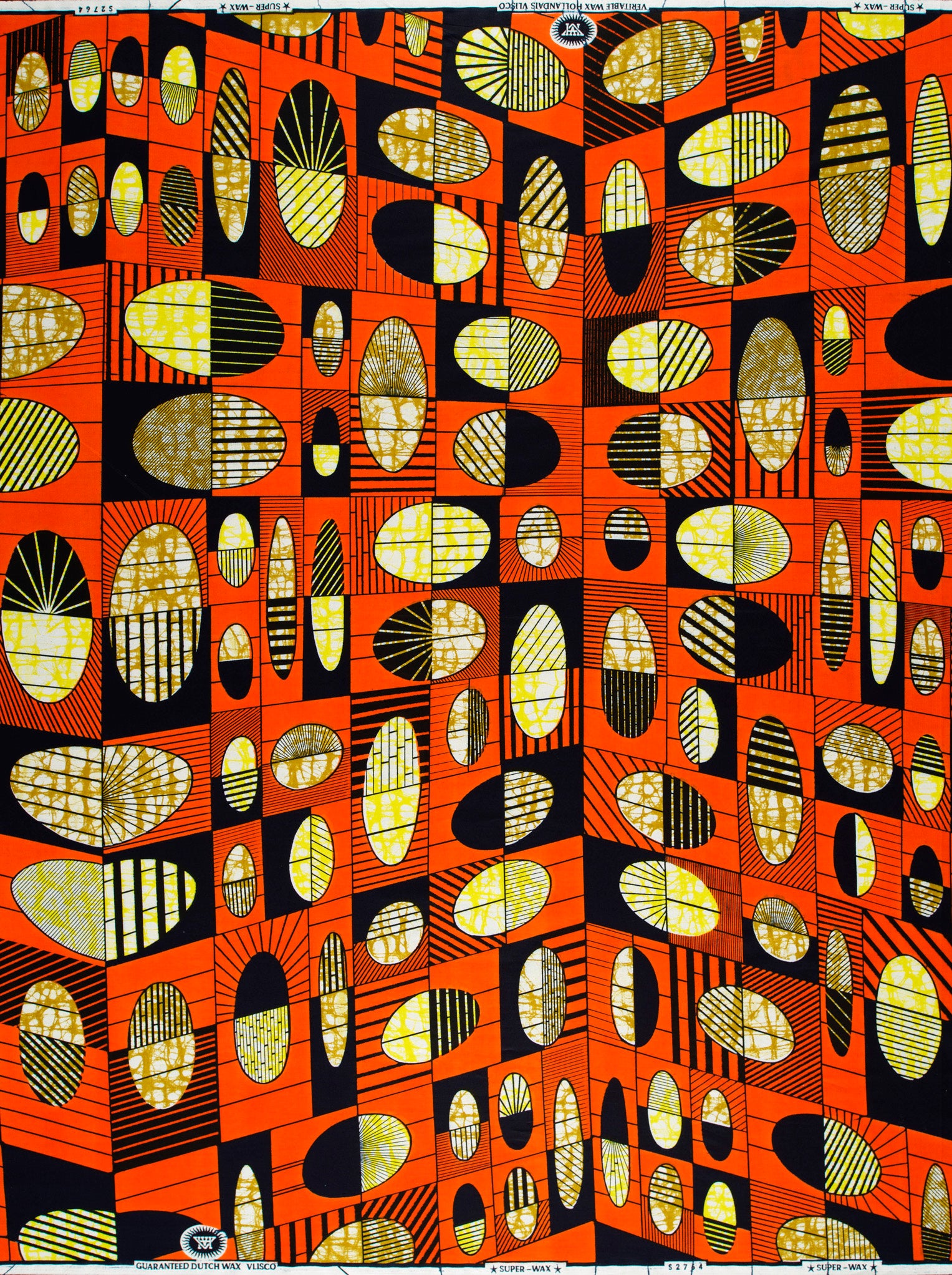 Vibrant orange african print fabric super-wax vls2764.014