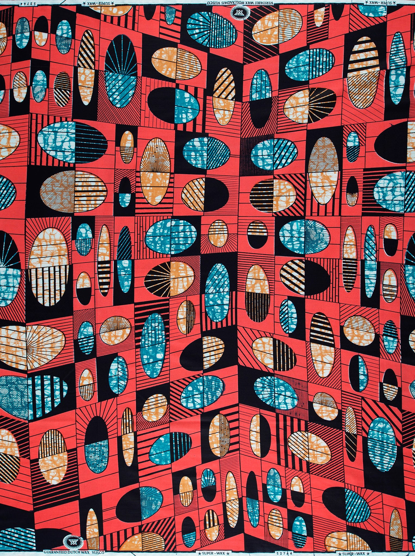 Vibrant red african print fabric super-wax vls2764.015