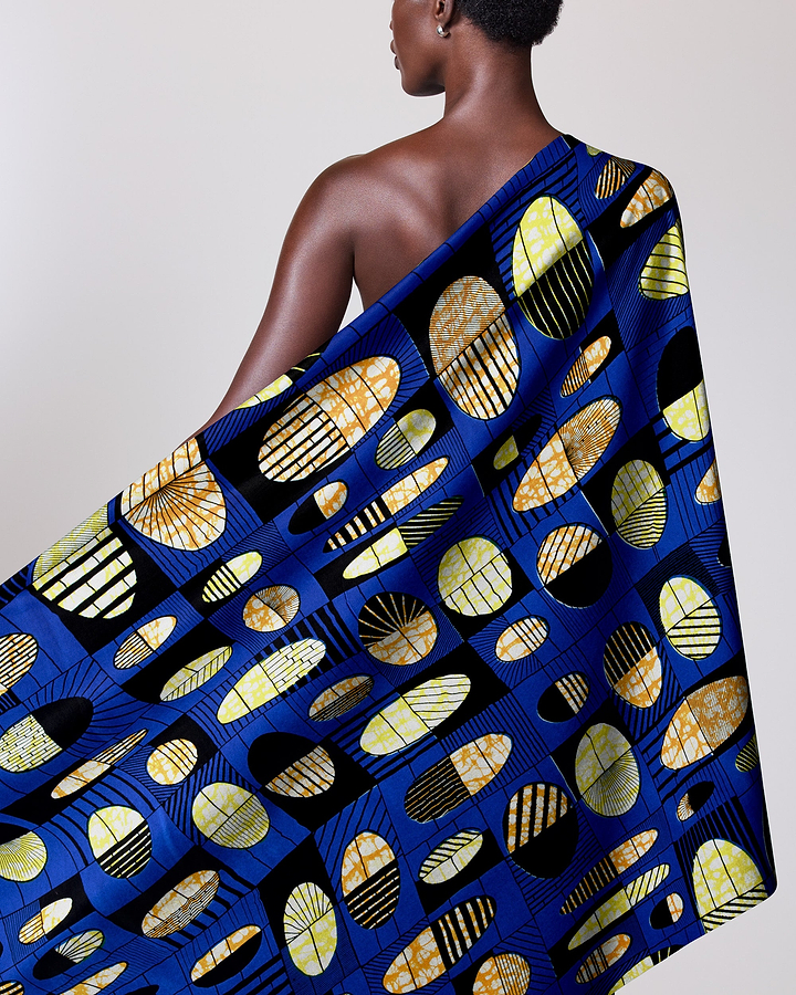Vibrant blue african print fabric super-wax vls2764.016