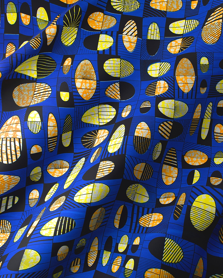 Vibrant blue african print fabric super-wax vls2764.016