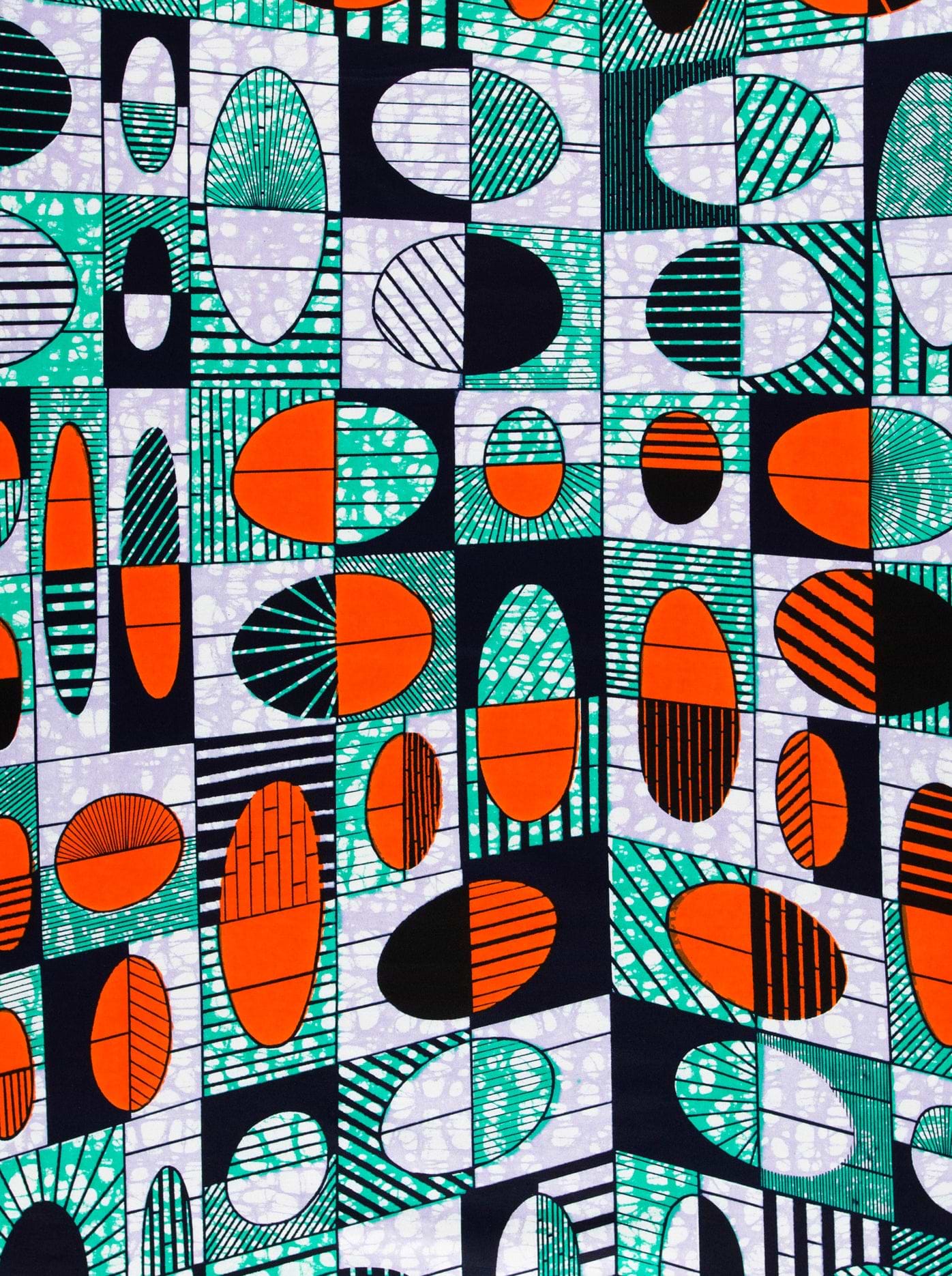 Vibrant geometric-patterned fabric bold orange super-wax vls2764.017