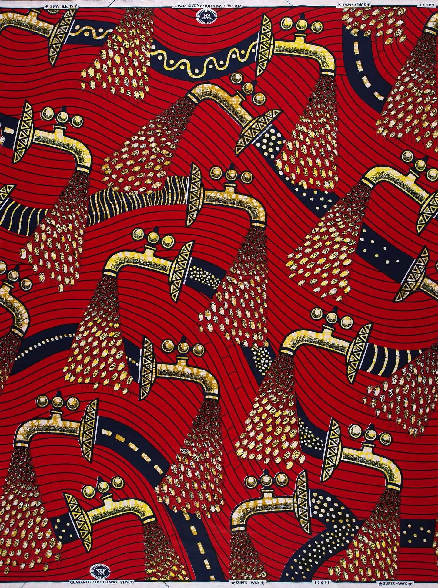Vibrant red african print fabric super-wax vls3071.016