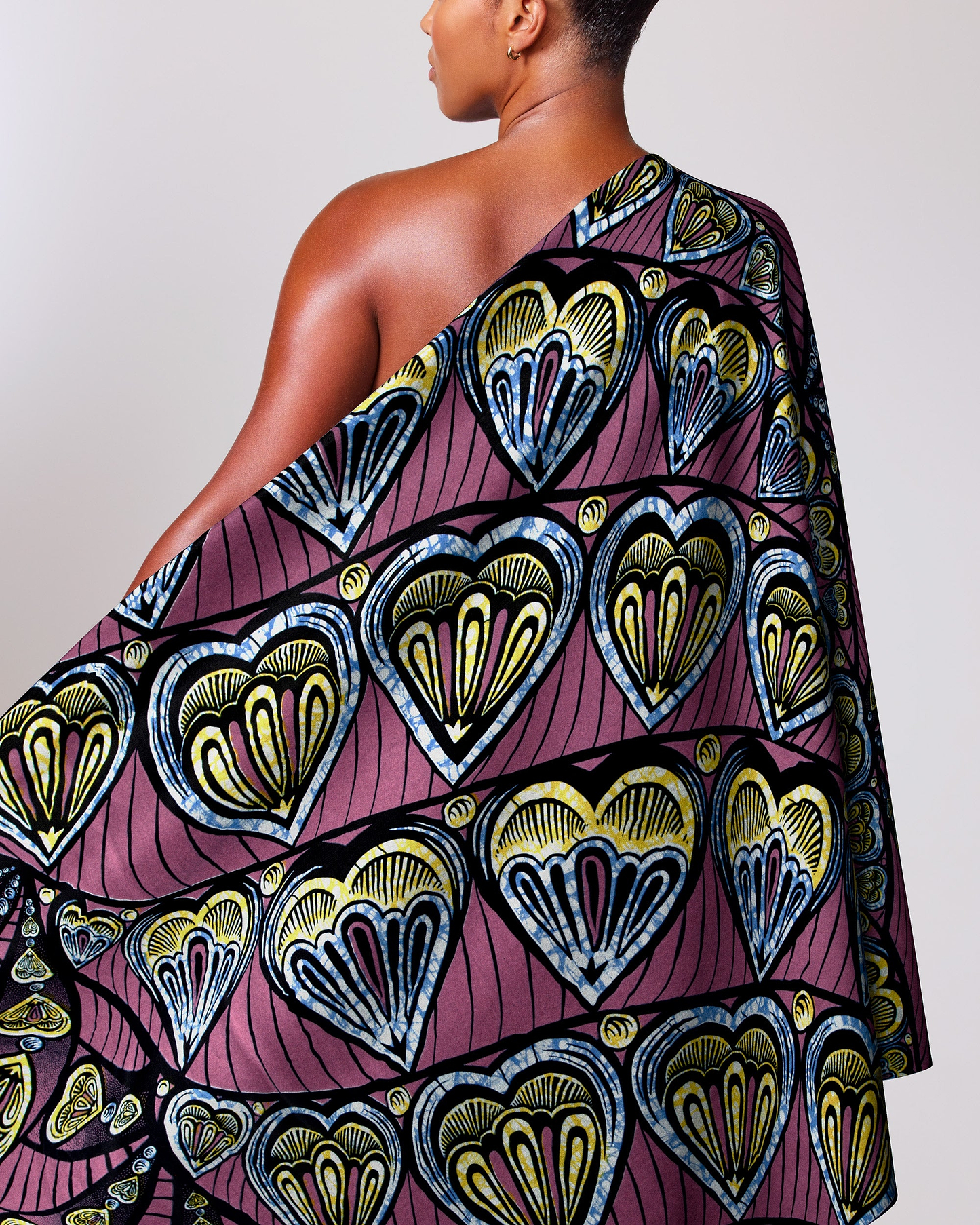 Vibrant purple one-shoulder wrap dress super-wax vls3258.004