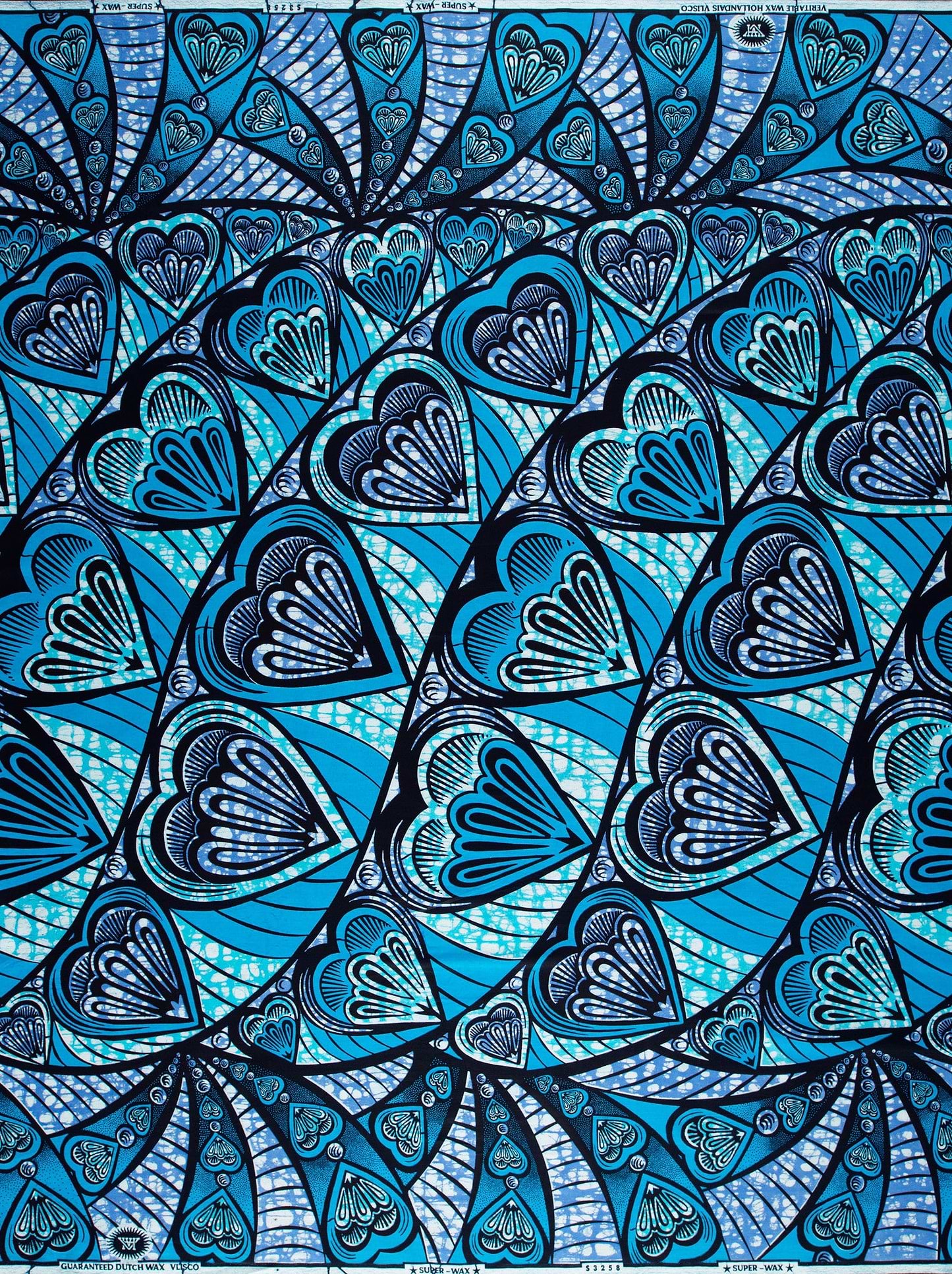 Vibrant blue black patterned fabric super-wax vls3258.005