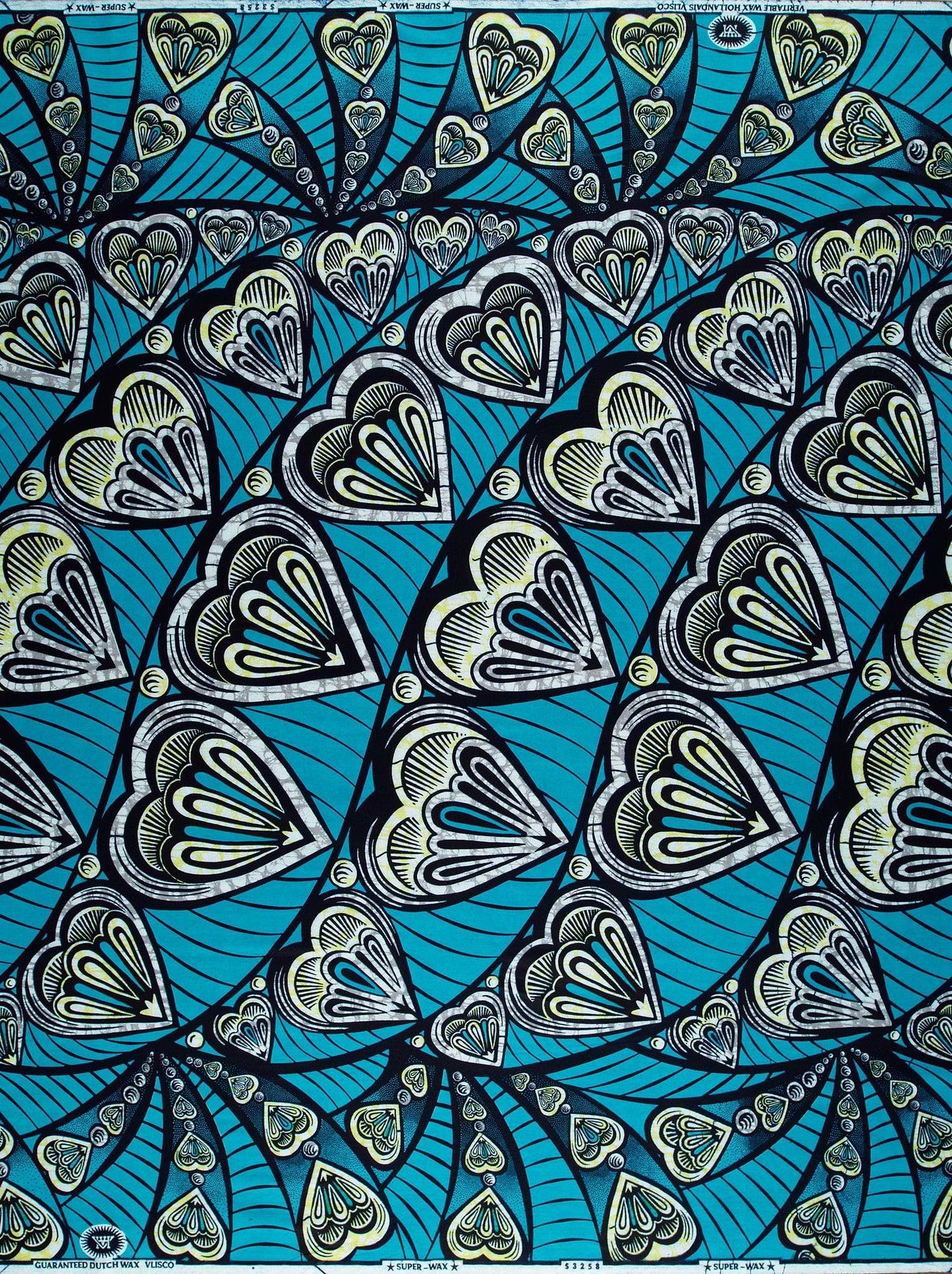 Vibrant turquoise fabric bold pattern super-wax vls3258.007