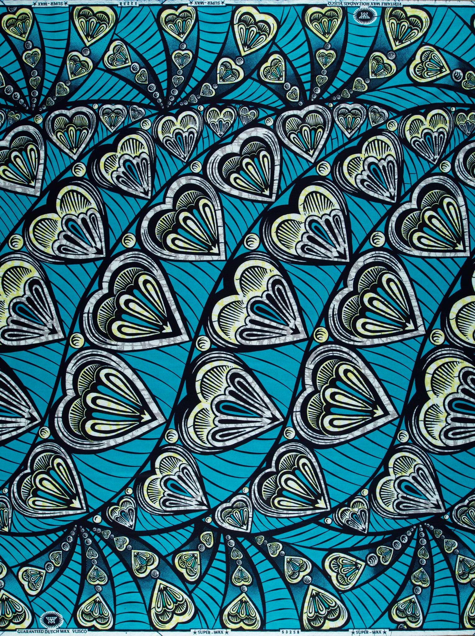 Vibrant turquoise fabric bold pattern super-wax vls3258.007