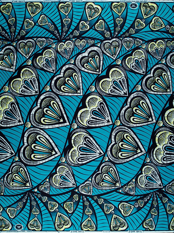 Vibrant turquoise fabric bold pattern super-wax vls3258.007