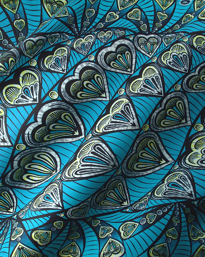 Vibrant turquoise fabric bold pattern super-wax vls3258.007