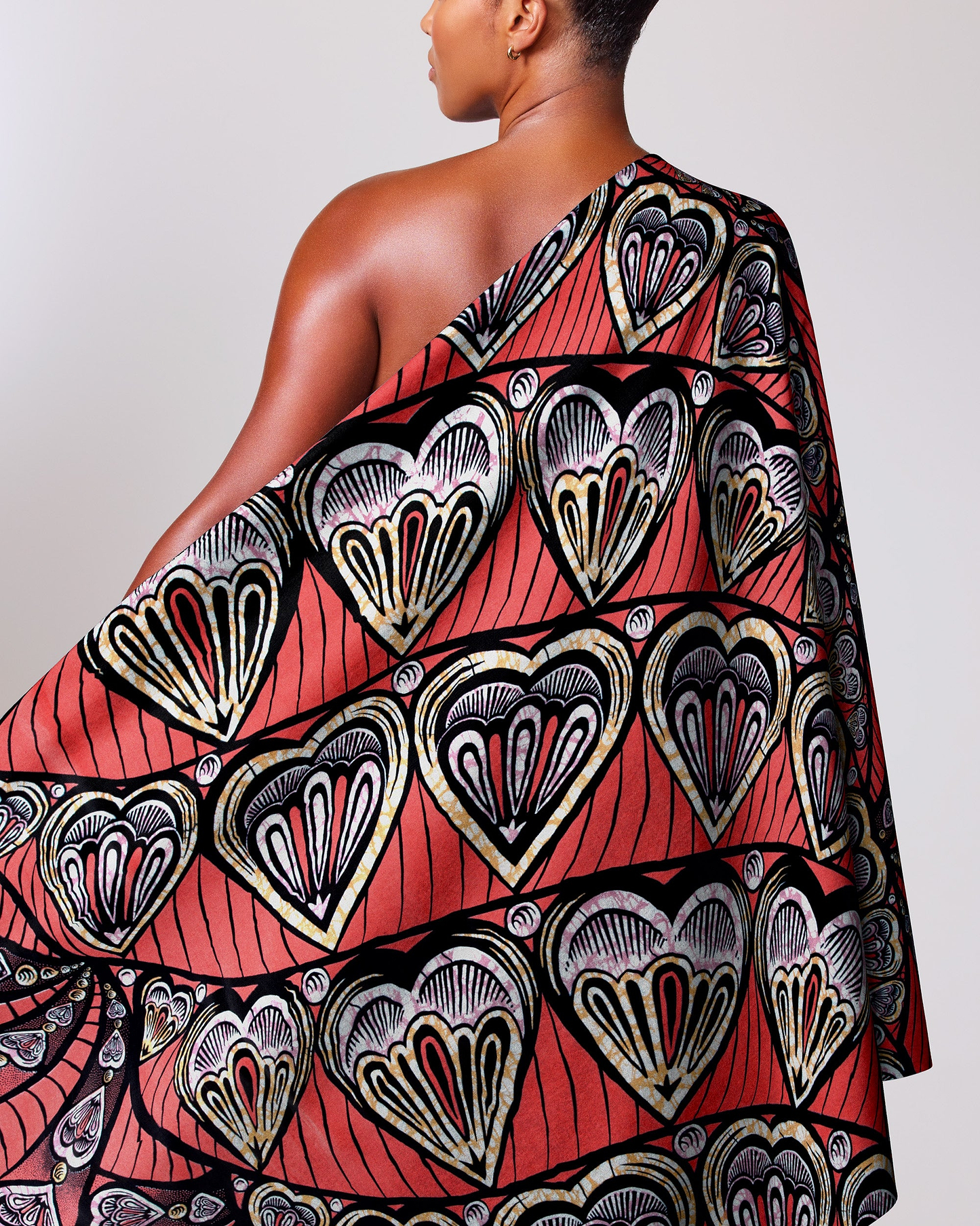 Vibrant red one-shoulder dress adorned super-wax vls3258.010