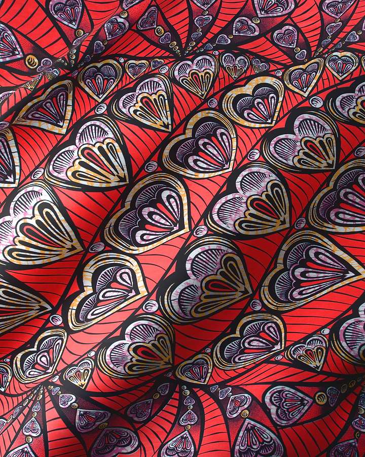 Vibrant red fabric intricate pattern super-wax vls3258.010