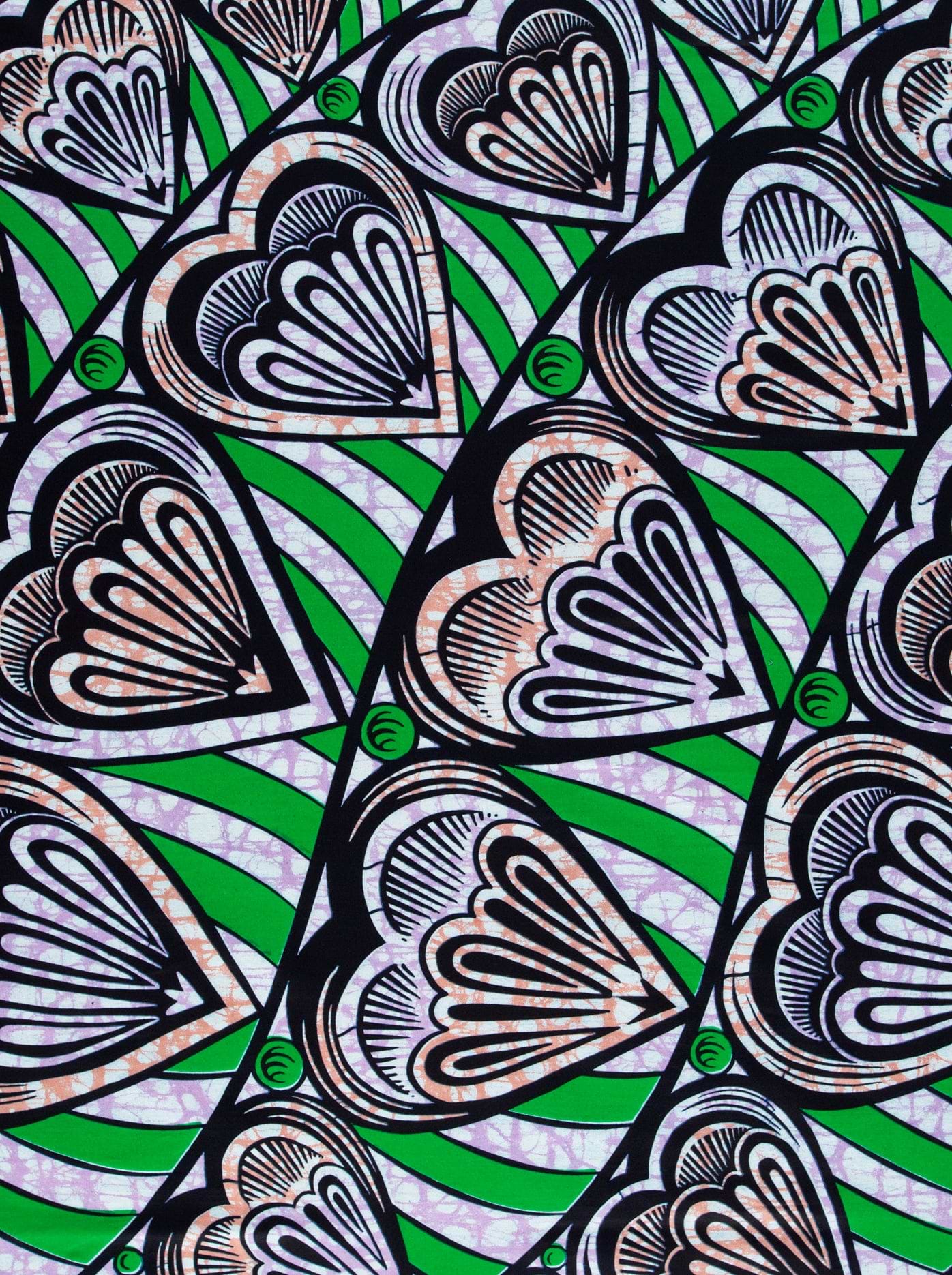 Vibrant green black patterned fabric super-wax vls3258.014