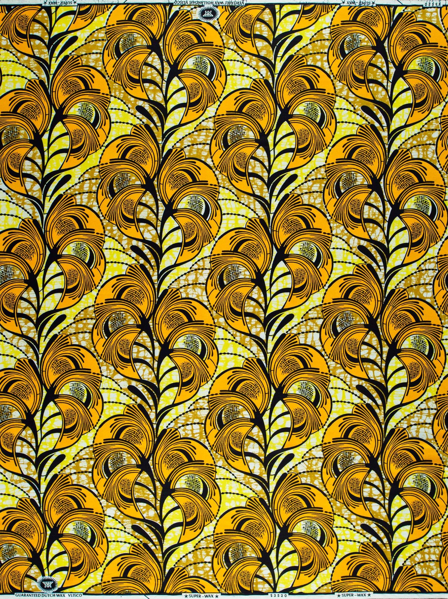 Vibrant yellow black peacock feather super-wax vls3520.002