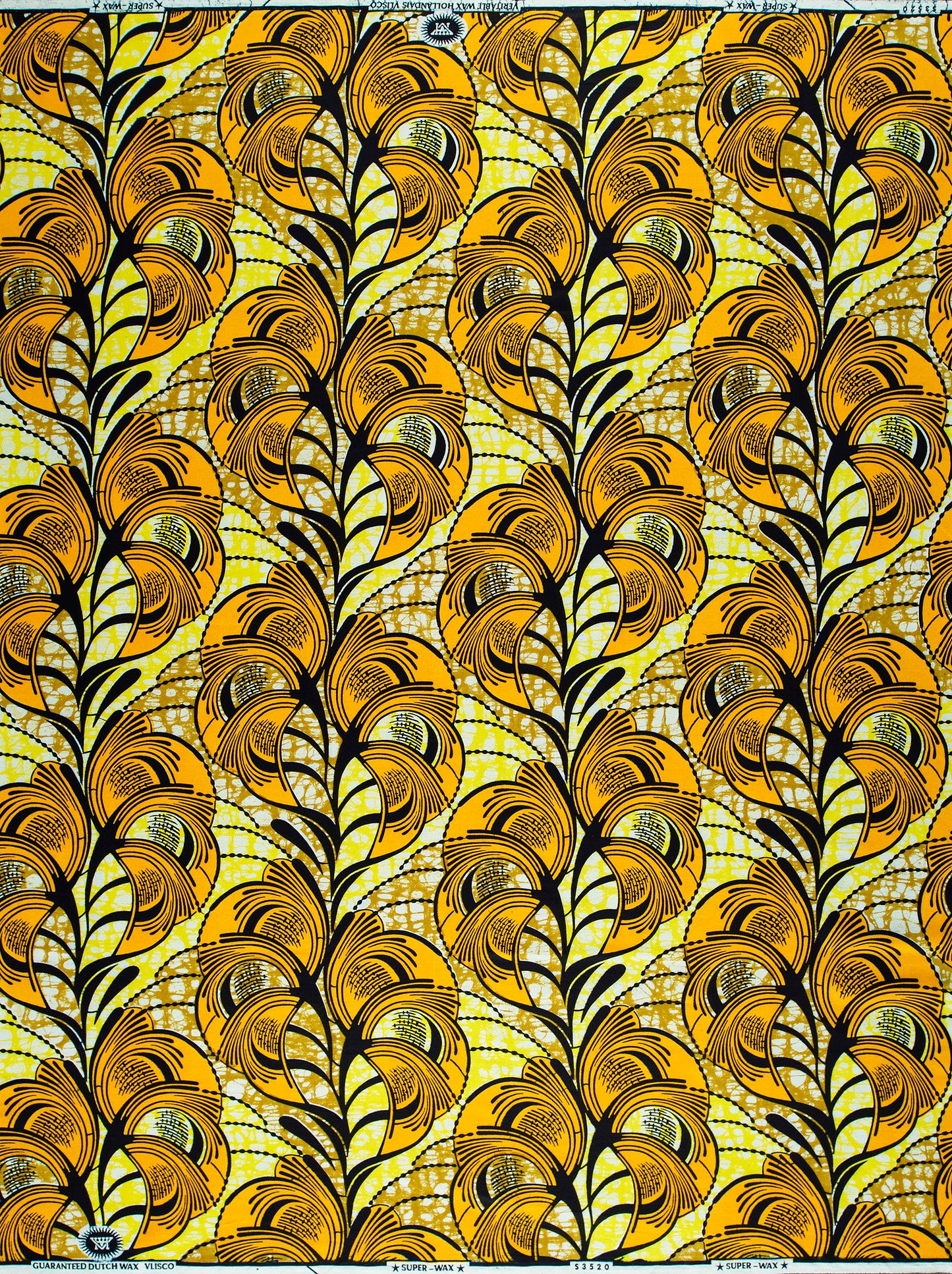 Vibrant yellow black peacock feather super-wax vls3520.002